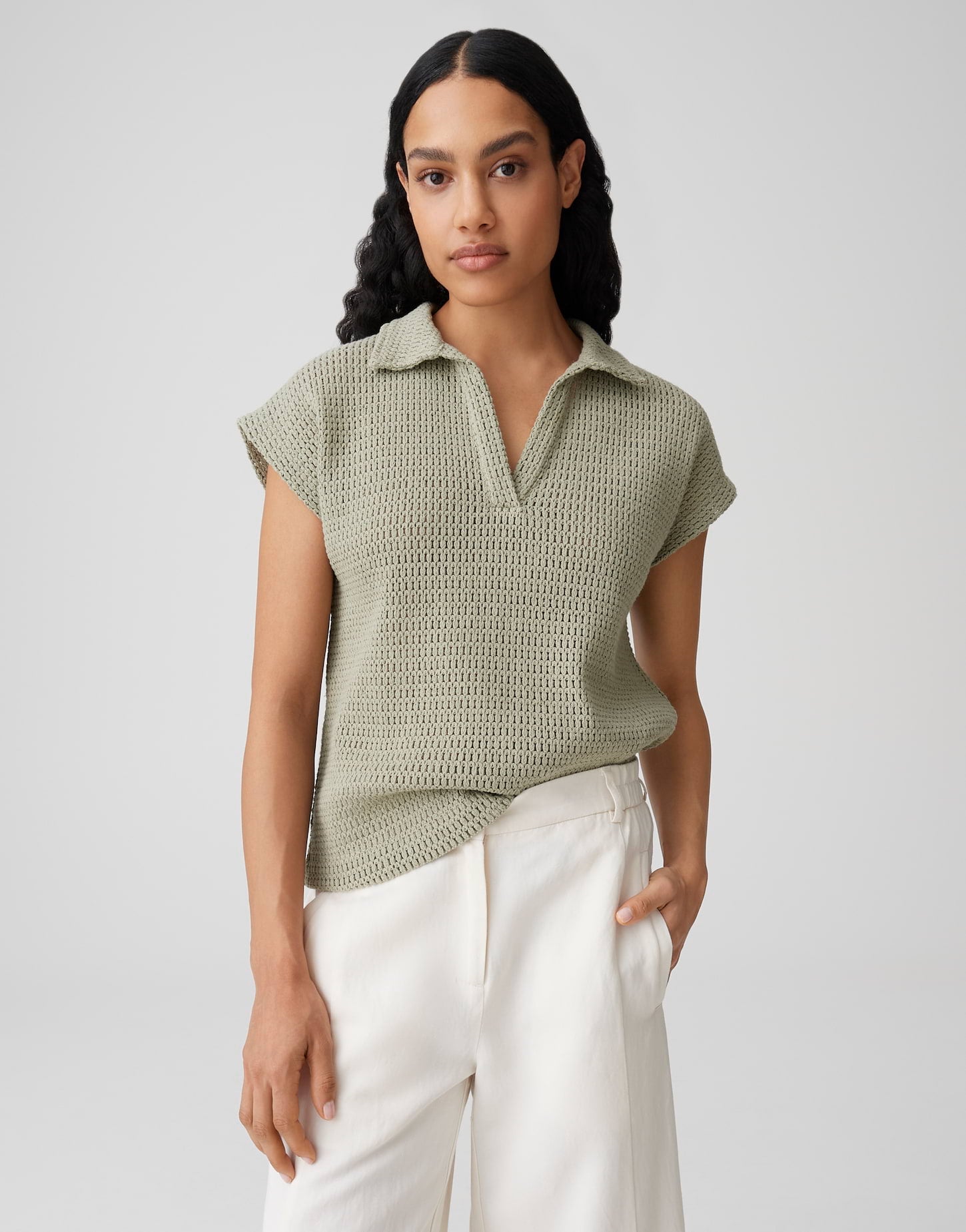 OPUS Poloshirt in Crochet Optik Regular Fit Somona