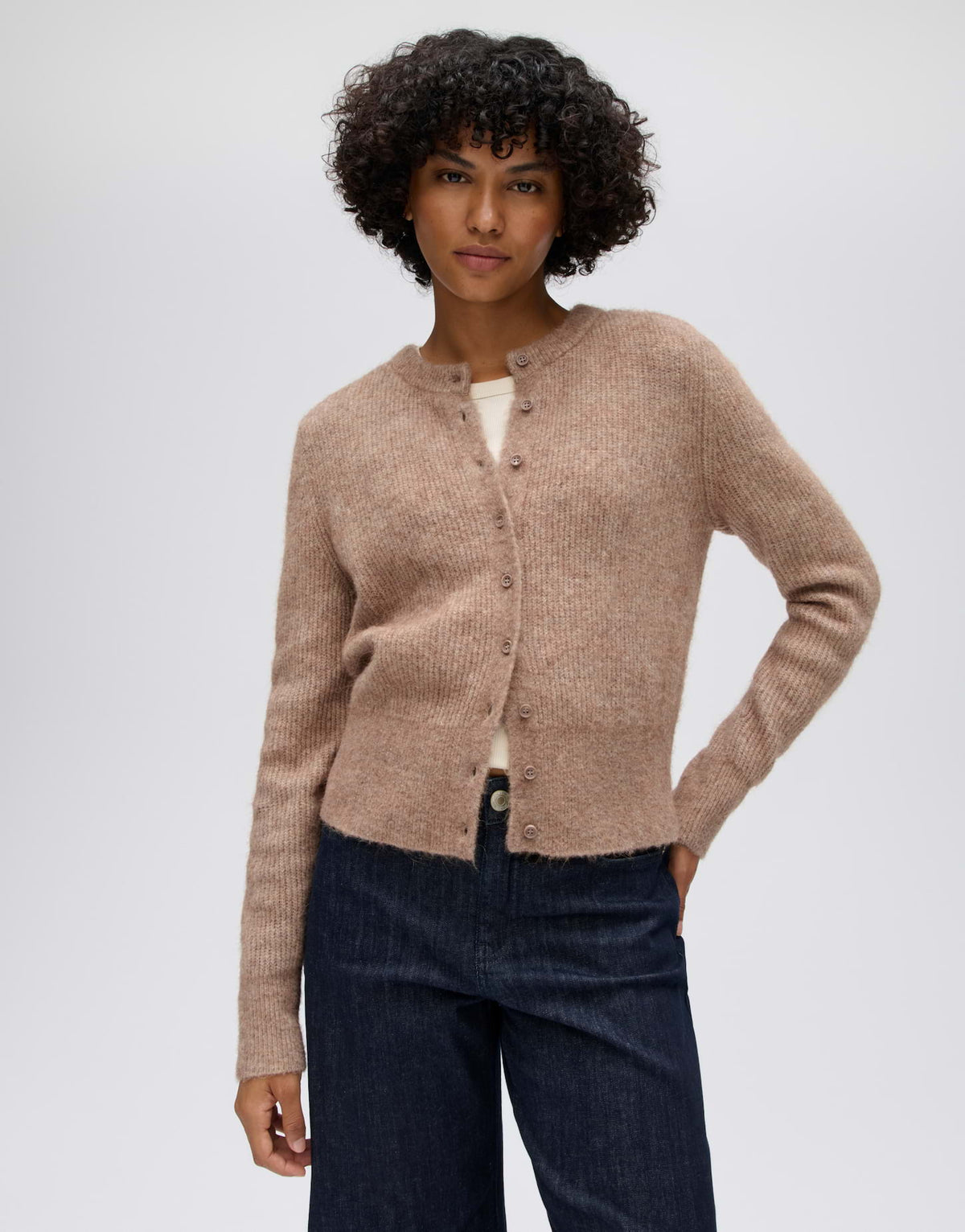 Strickjacke aus weichem Alpakamix Slim Fit Dreni