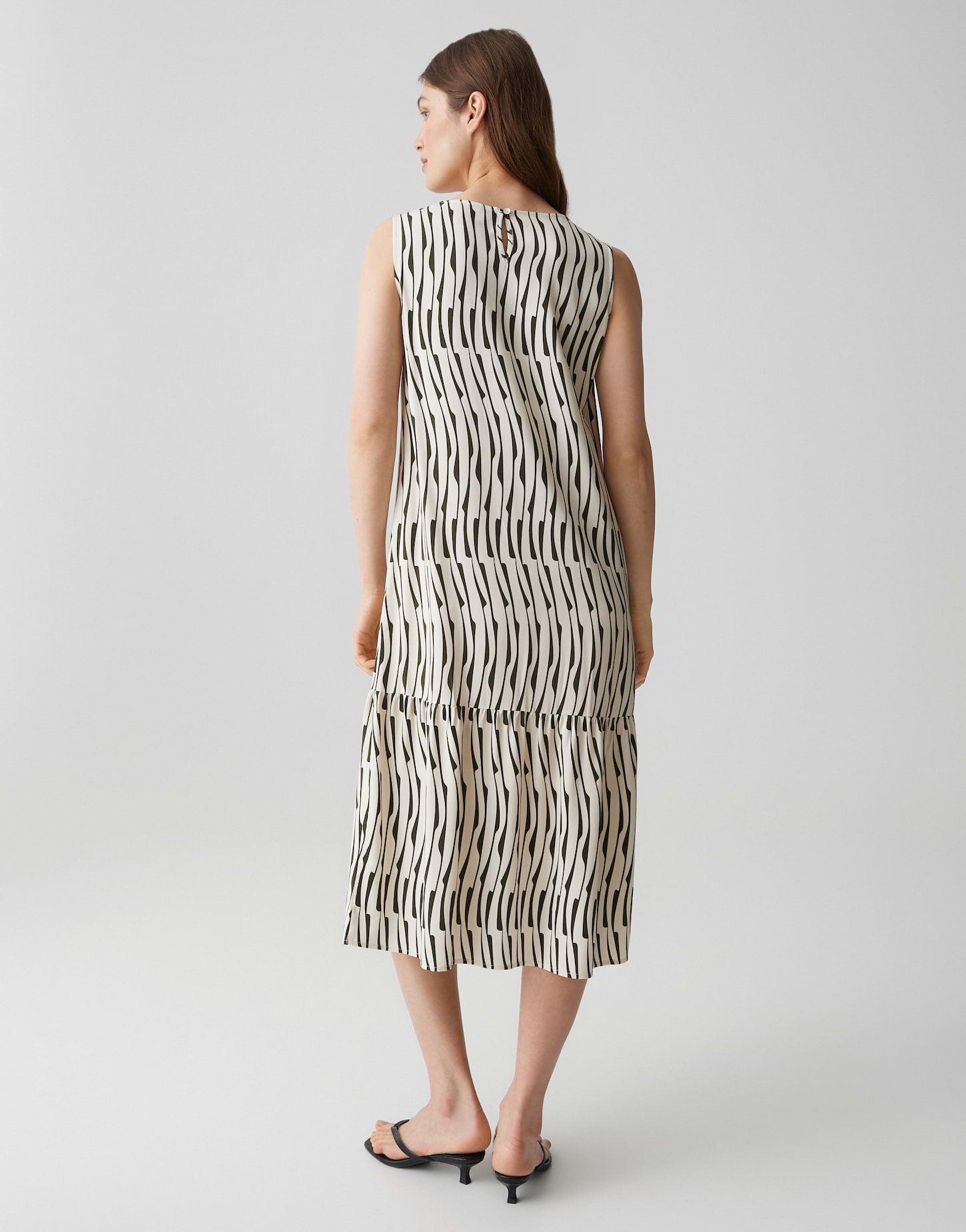 OPUS Bedrucktes Midikleid mit Volant Wicy bamboo