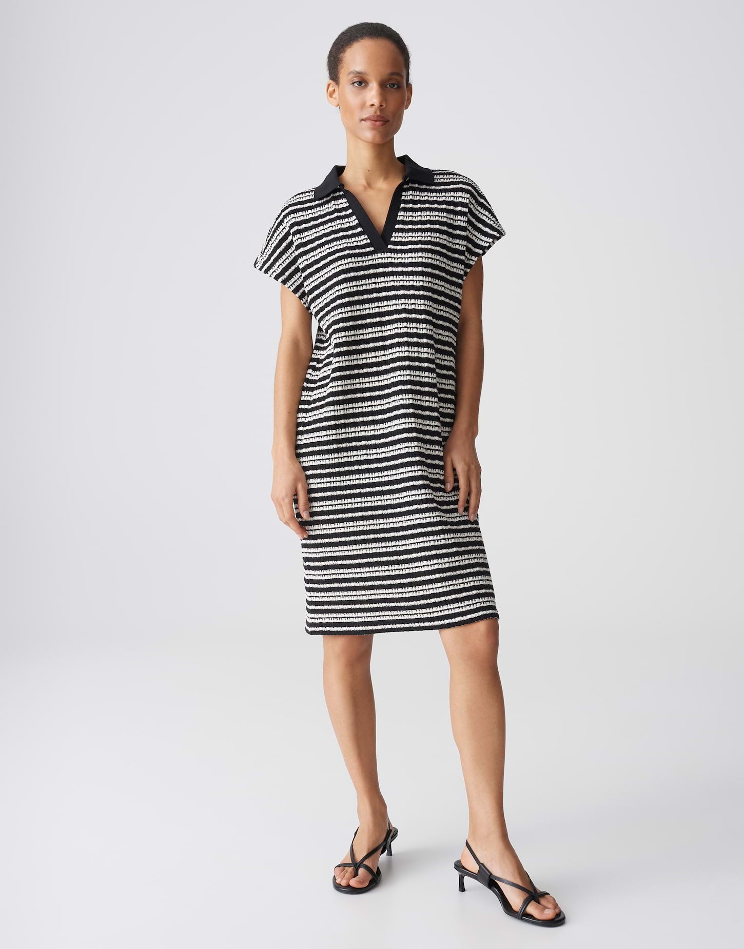 OPUS Gestreiftes Polokleid in Strick Optik Wary