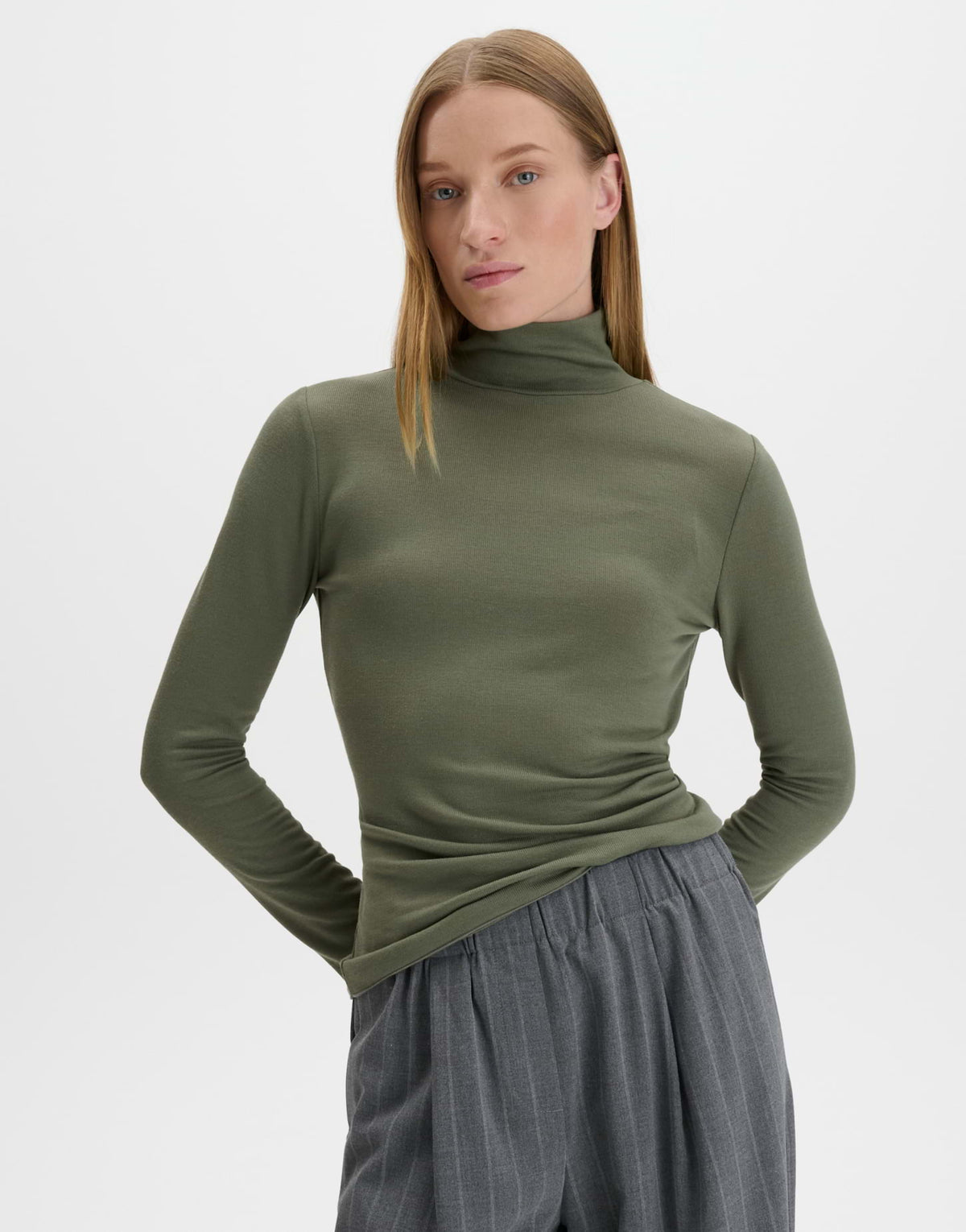 Slim Rollkragenshirt mit feiner Rippstruktur Kirosie soft
