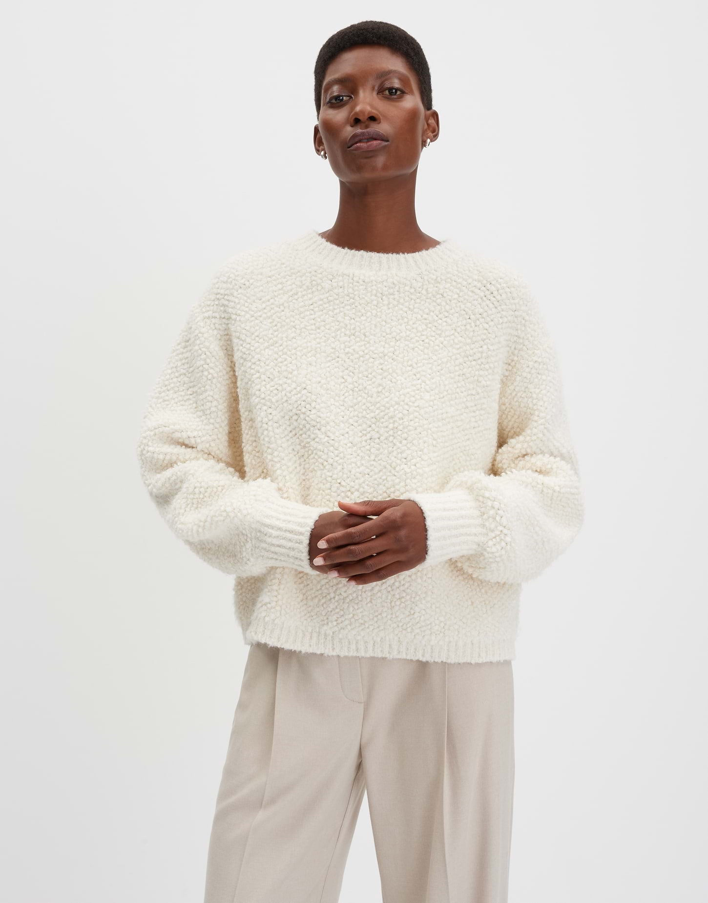 Someday Loose Strickpullover mit Bouclégarn Telena