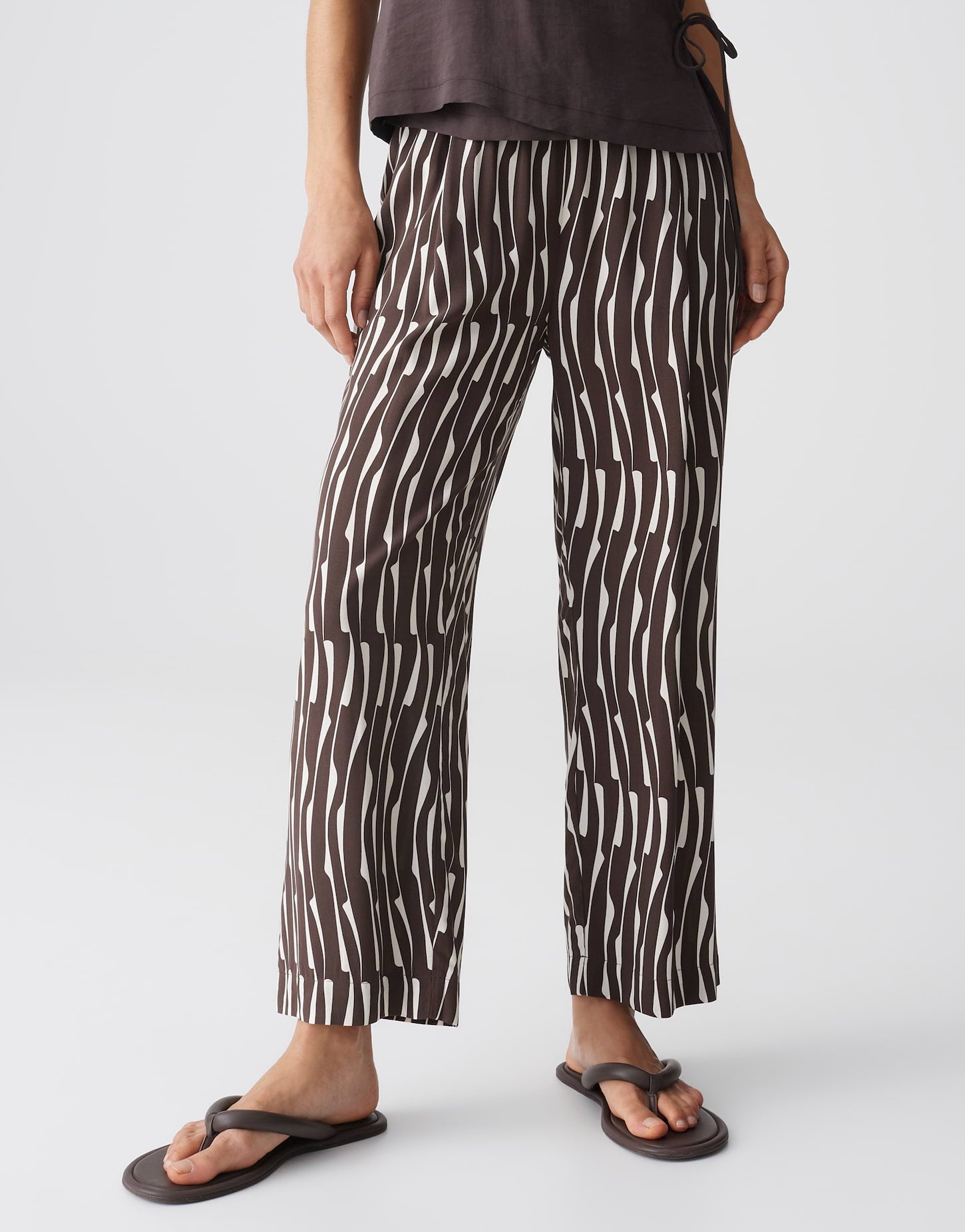 OPUS verkürzte Wide Leg Pants Marou bamboo