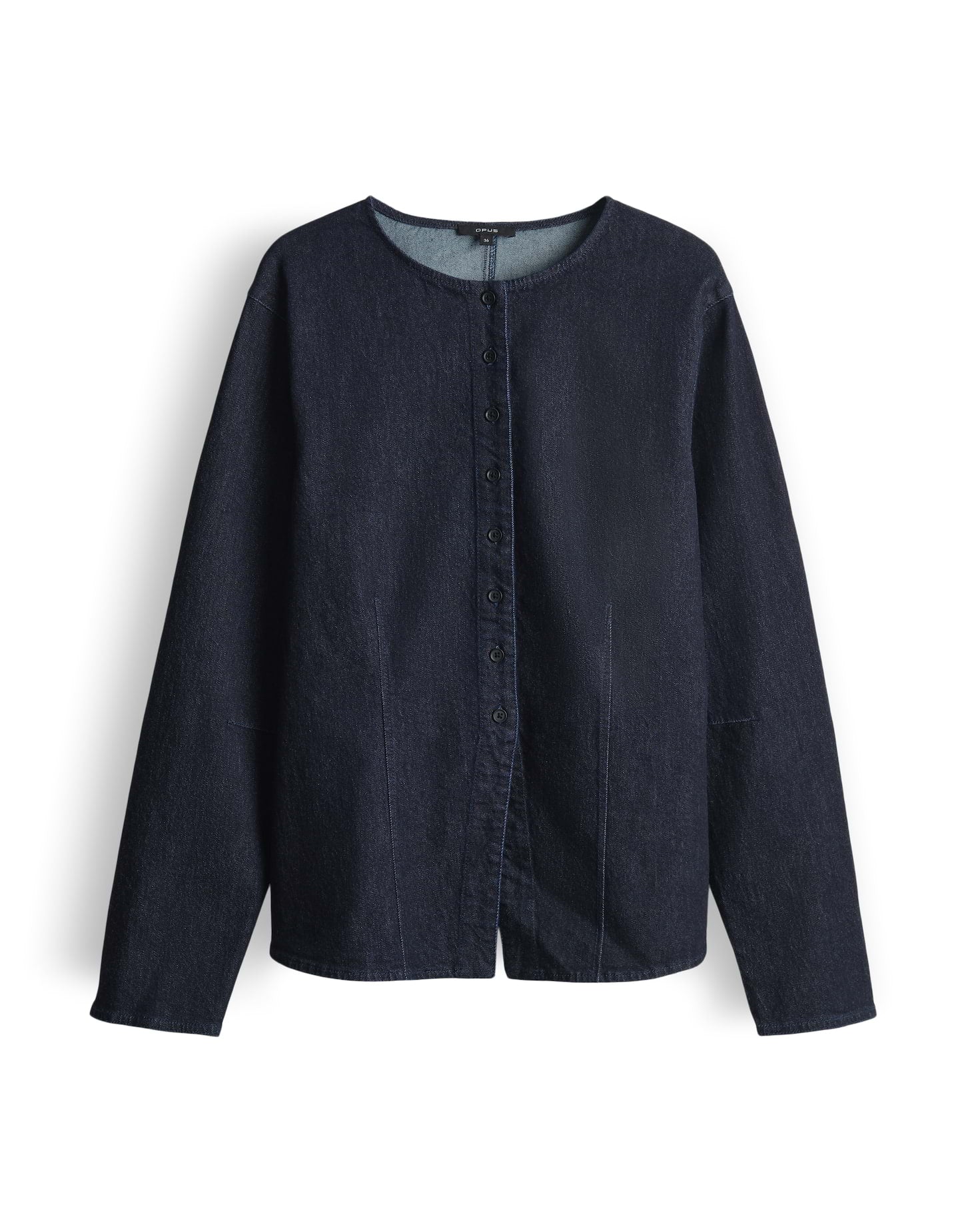 OPUS Slim taillierte Jeansbluse in dunklem Denimblau Fartis