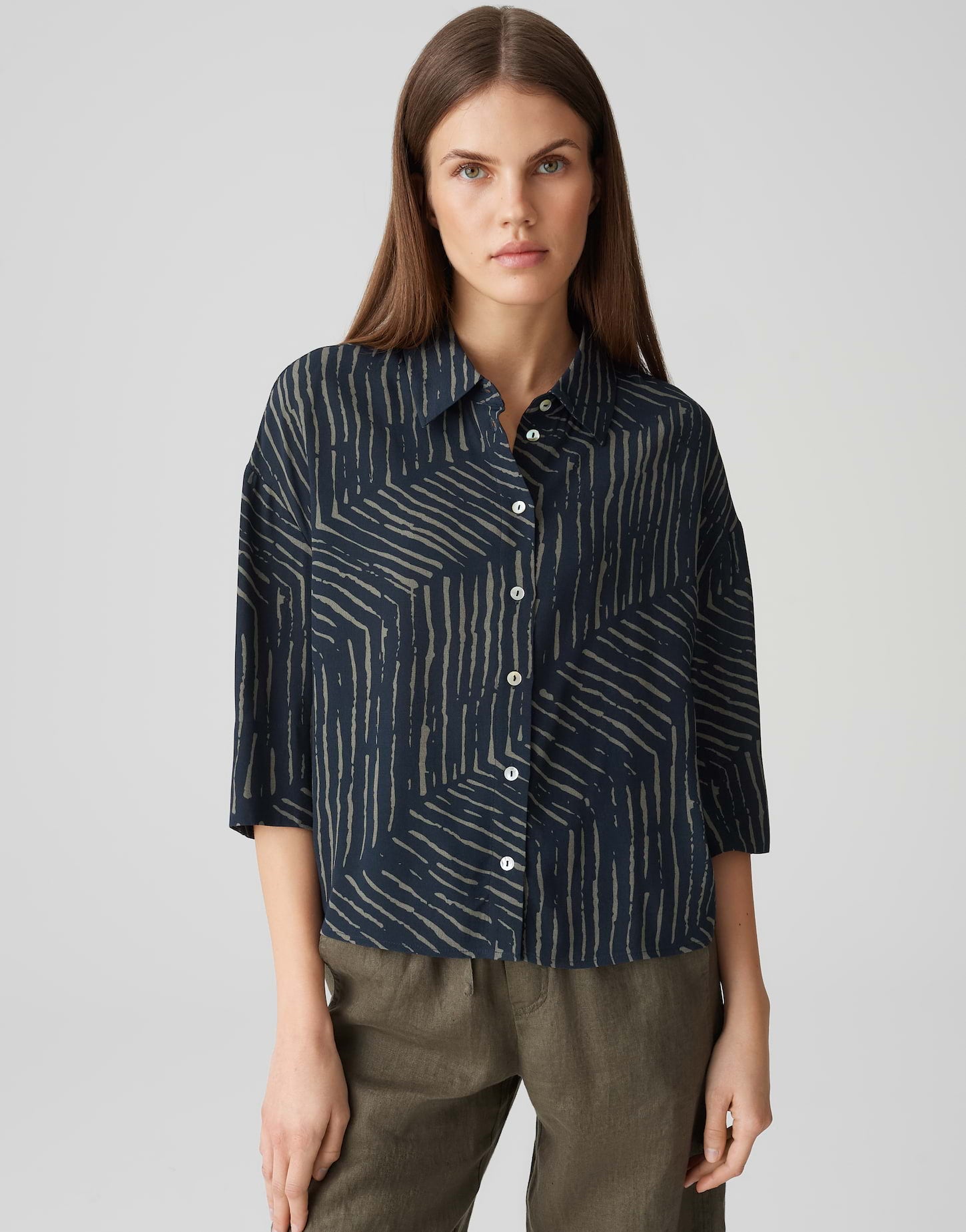 OPUS Bluse Fiana palm leaves