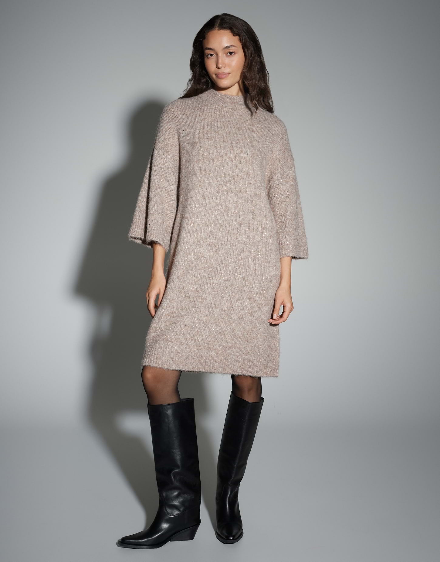 OPUS weiches Strickkleid mit Glanz Effekt Waliet