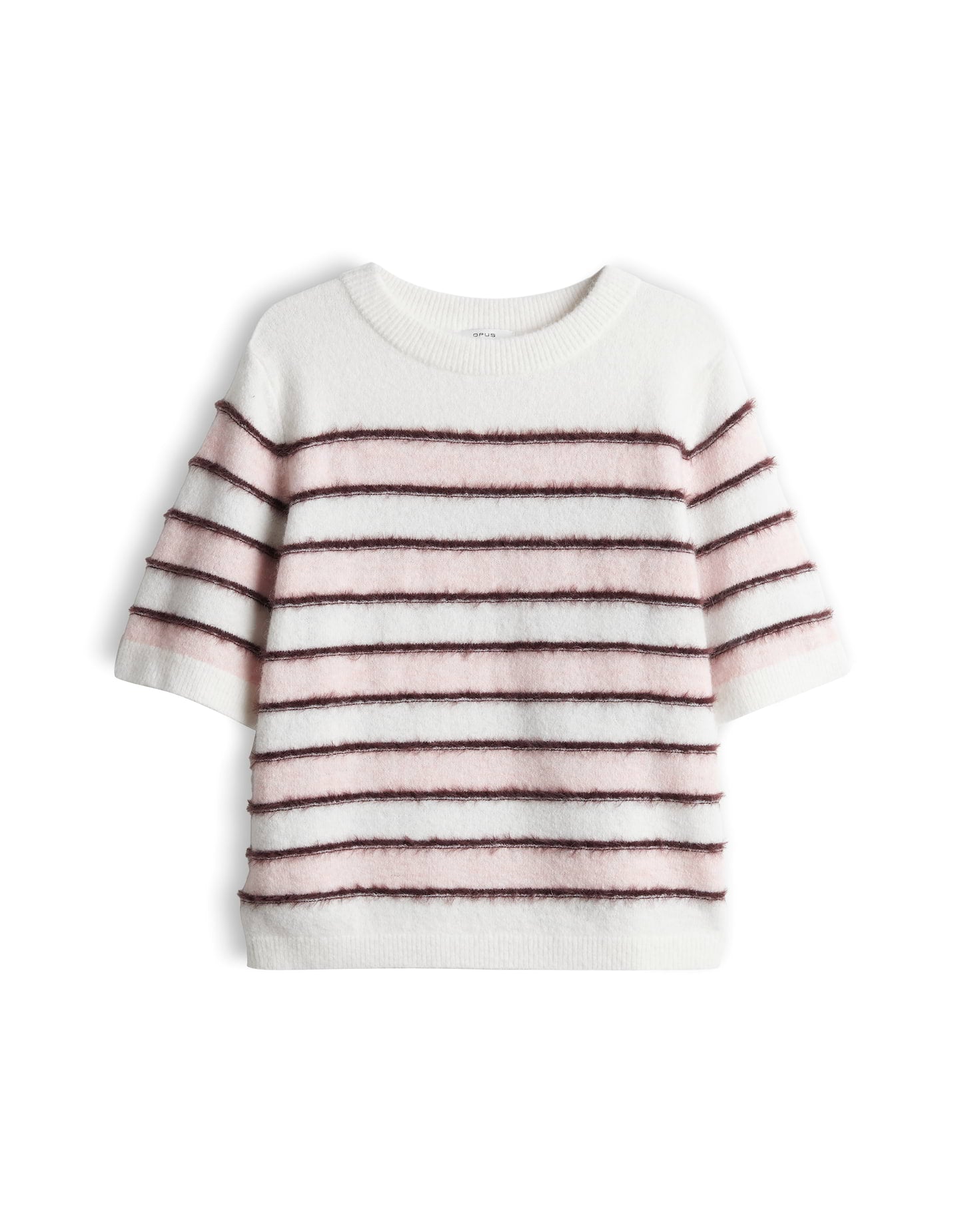 OPUS Kurzarmpullover mit Effektgarn Regular Fit Pimota stripe