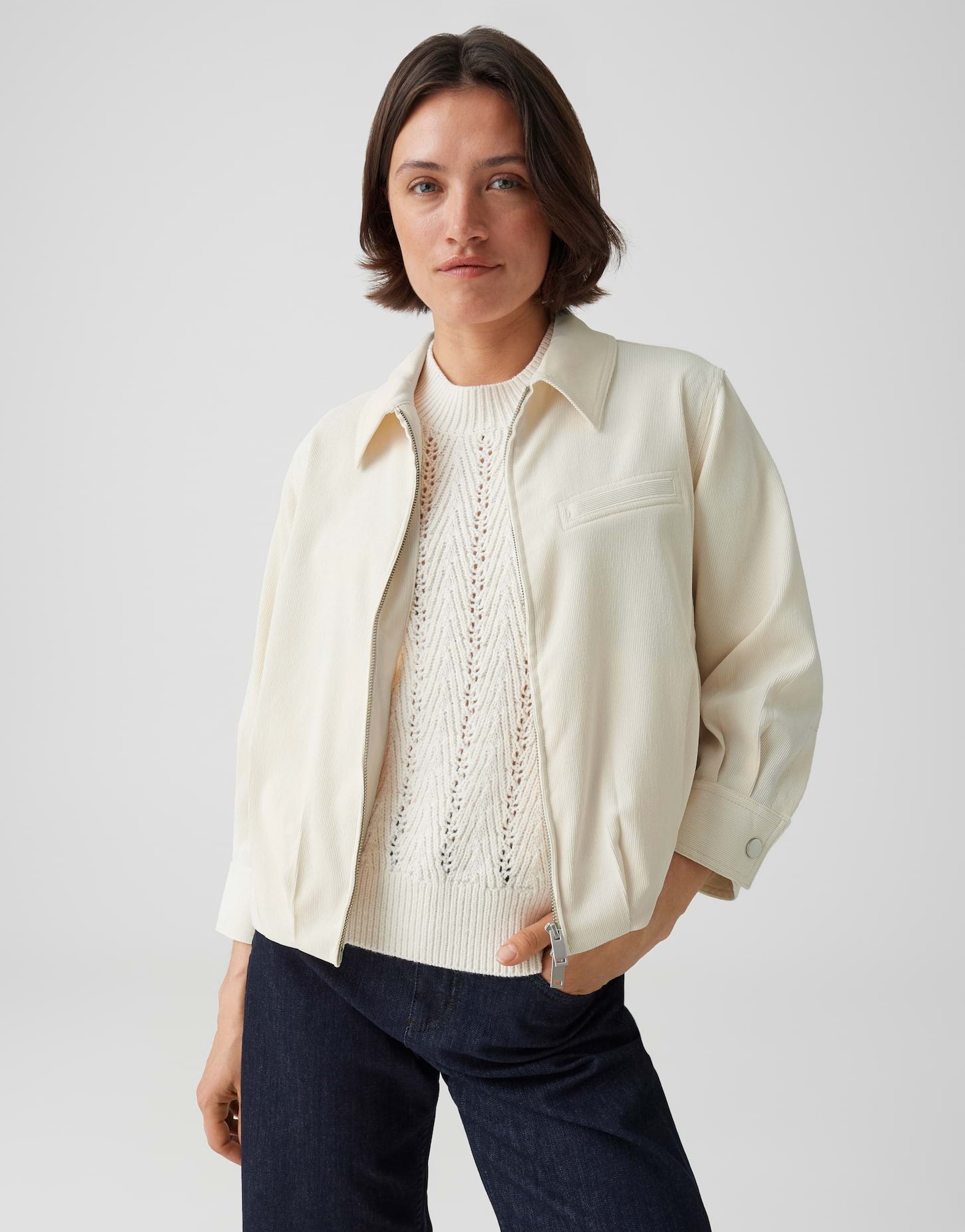 OPUS Cordjacke mit Ballonsaum Regular Fit Hamona