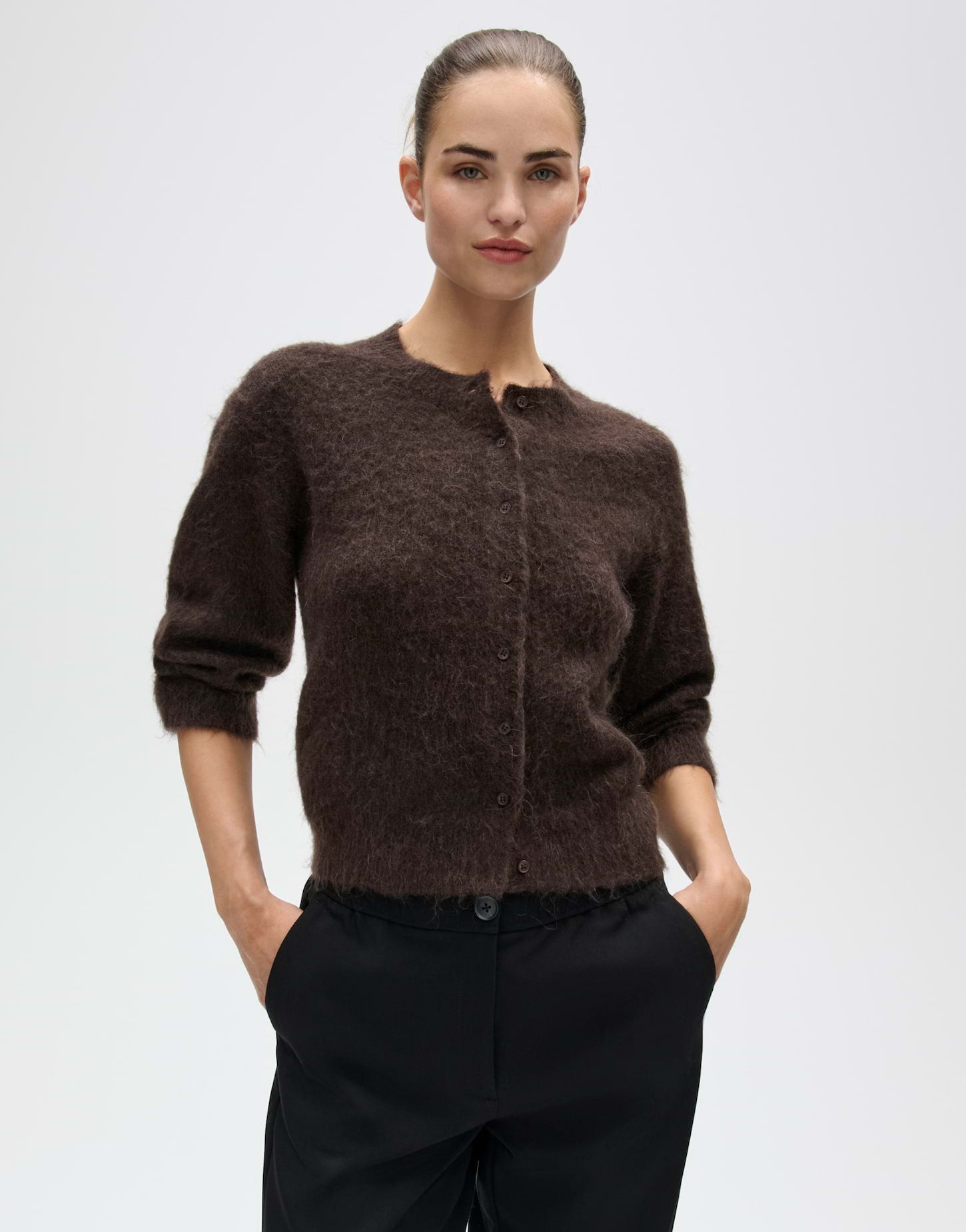 Cardigan aus flauschigem Effektgarn Slim Fit Disille