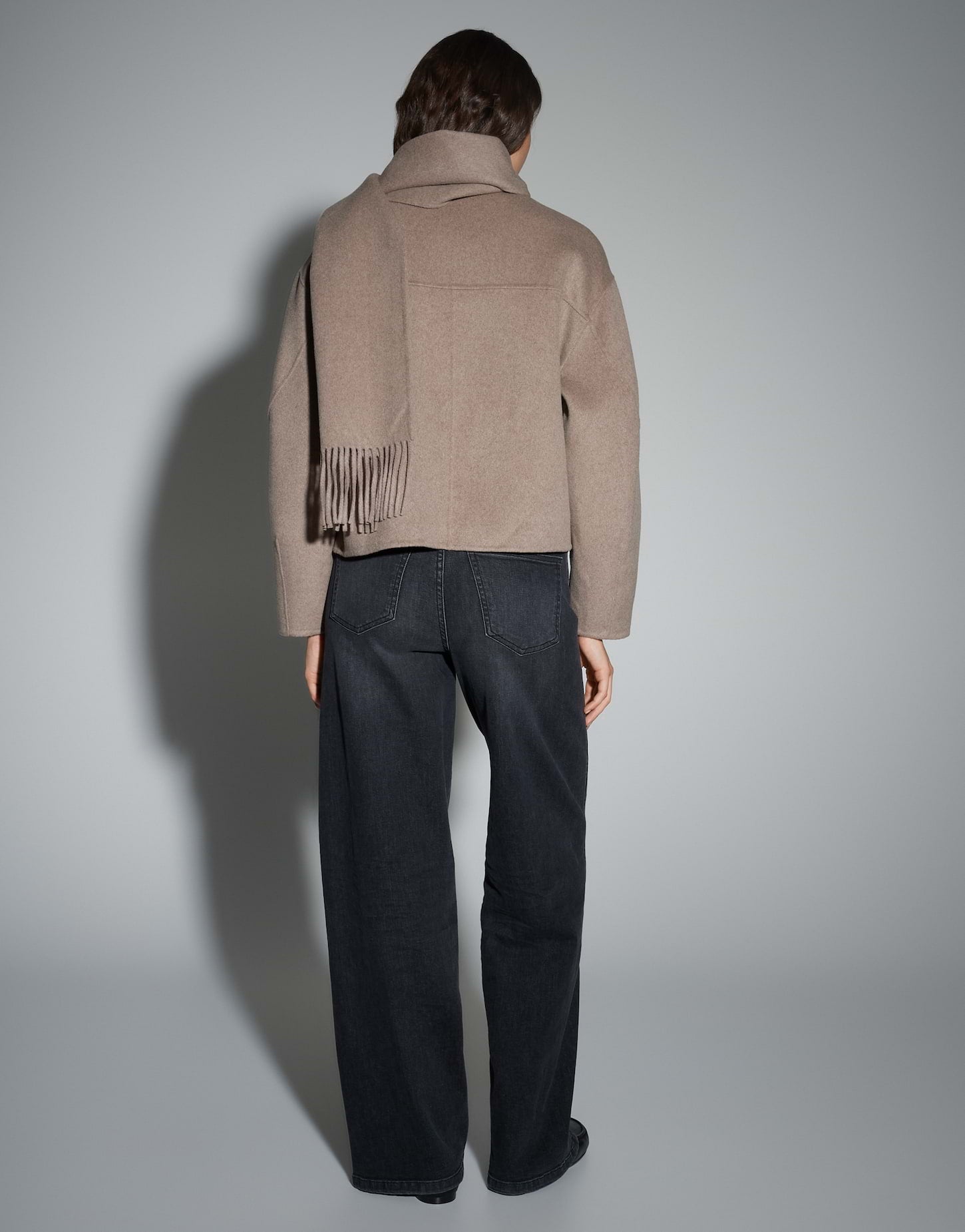 OPUS Boxy Wolljacke mit abnehmbarem Schal Henrica