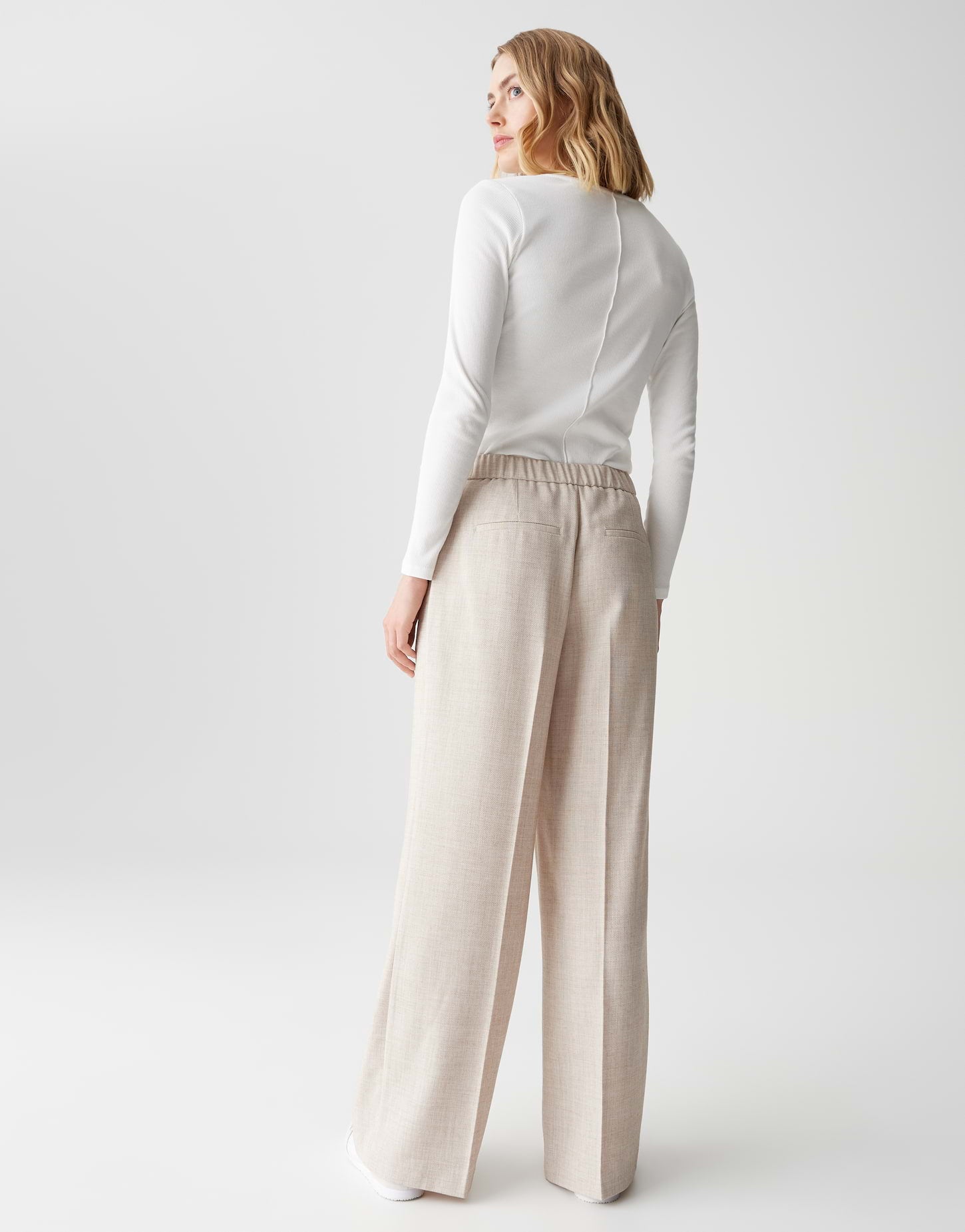 OPUS Wide Leg Pants in Mélange Optik Maiga cozy