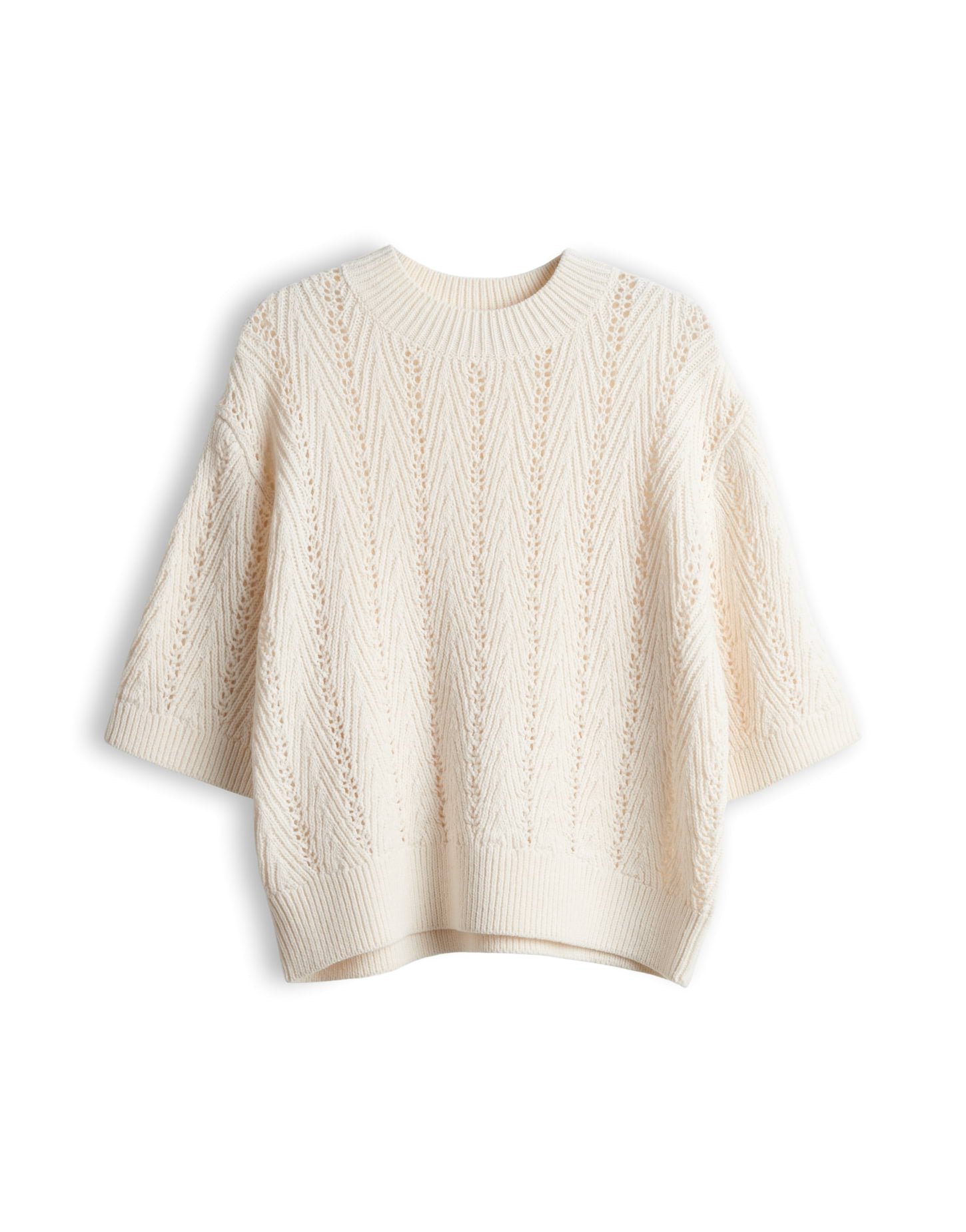 OPUS Kurzarmpullover mit Ajourstrickmuster Regular Fit Pudy