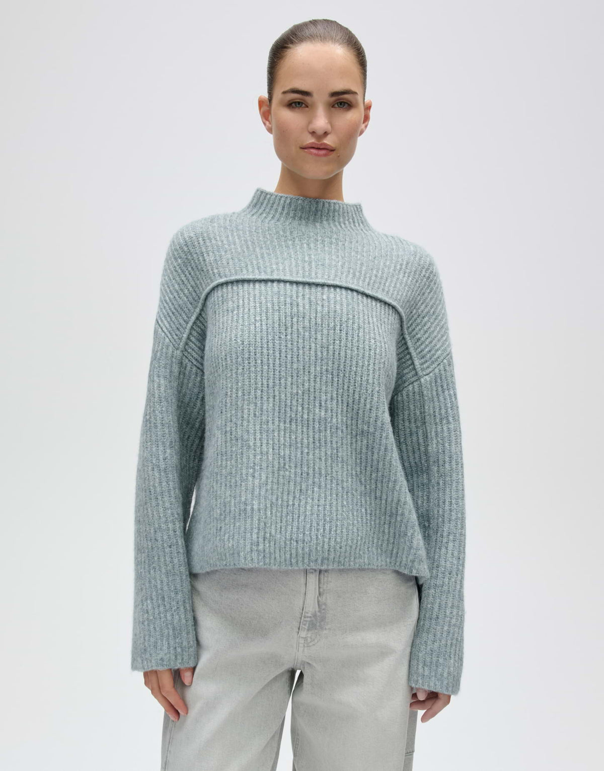 Rippstrickpullover mit Biesen Detail Loose Fit Poffa