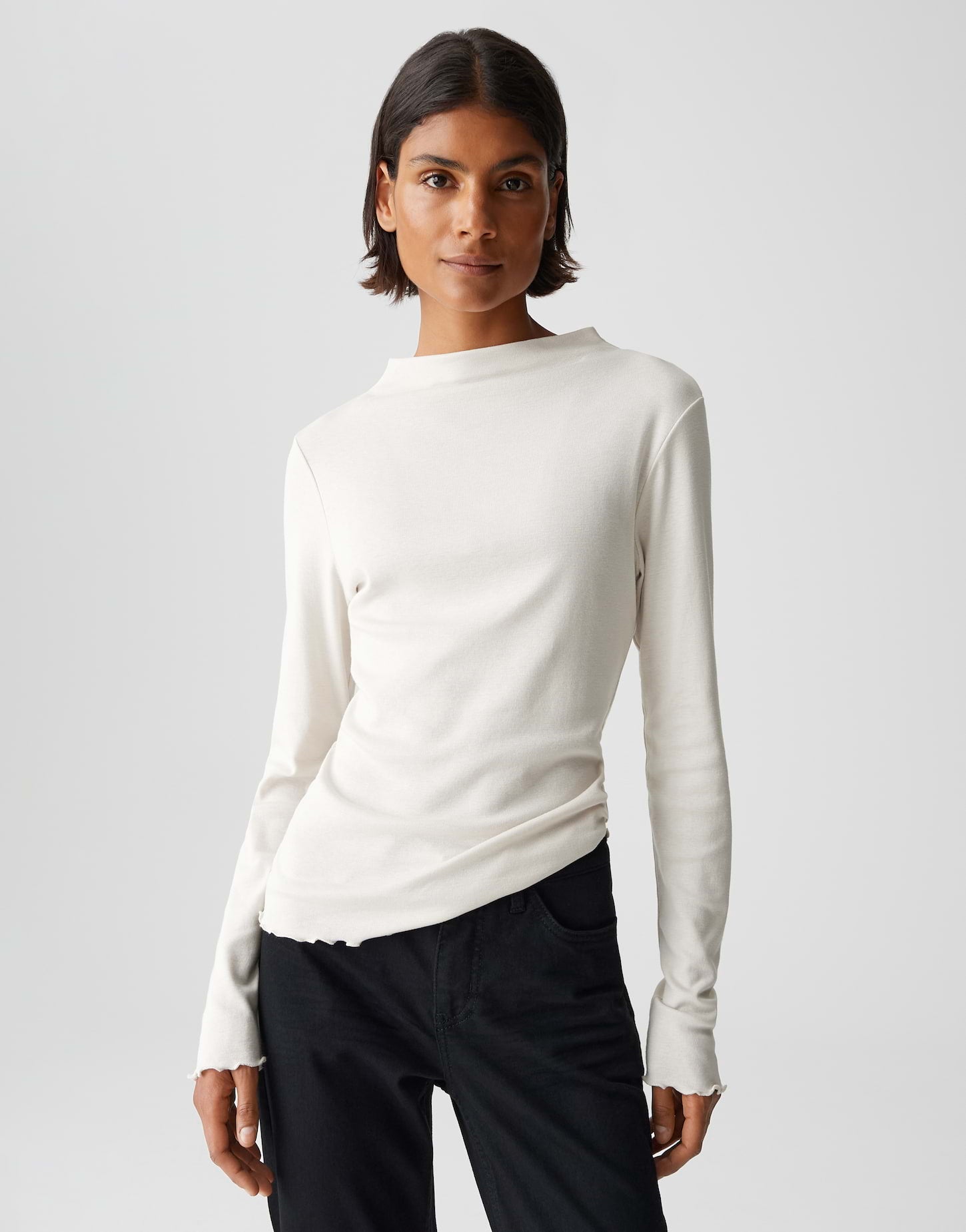 OPUS Slim Rippshirt aus weichem Jersey Soninchen