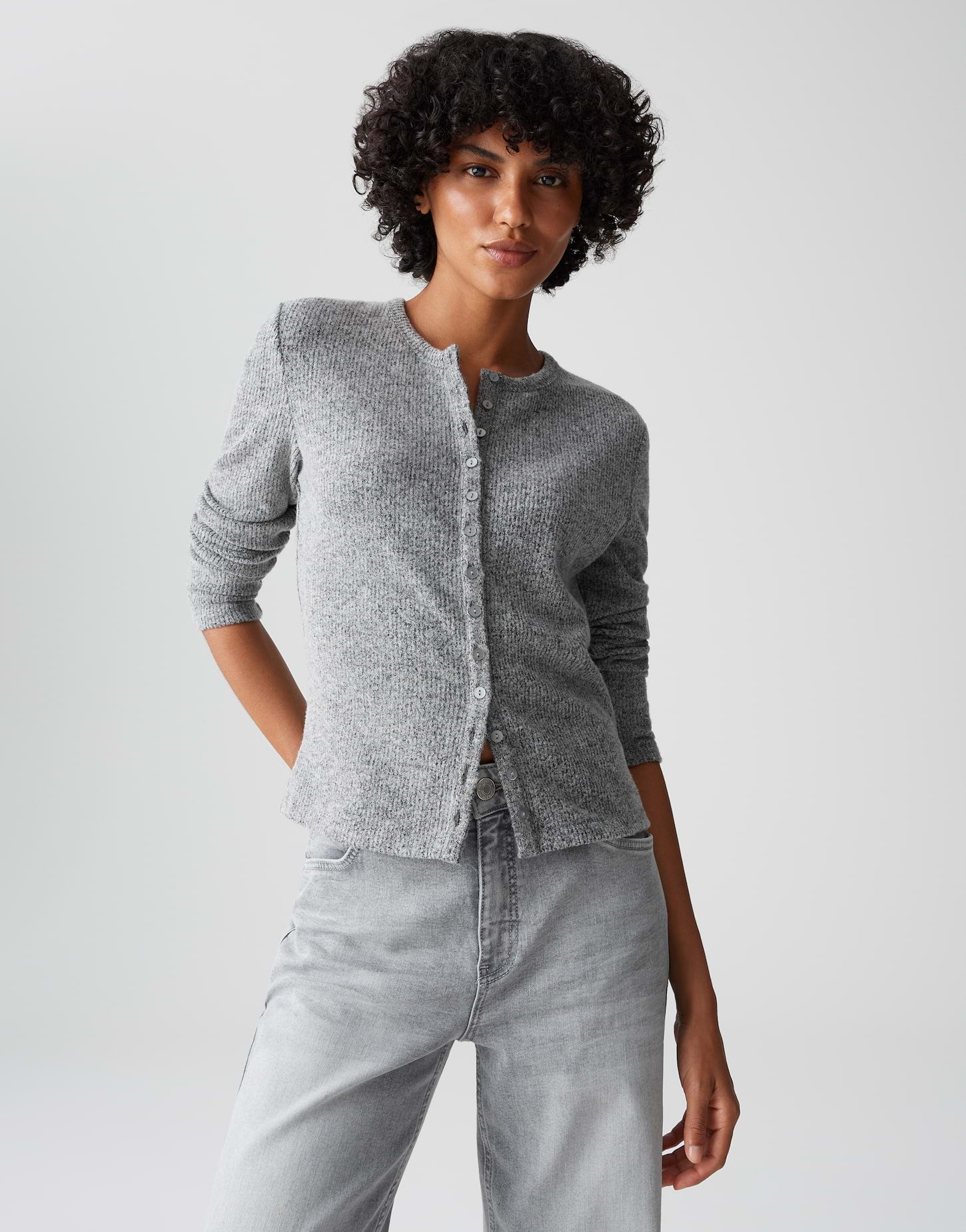 OPUS Slim Button-up Shirt aus Rippjersey Saltus