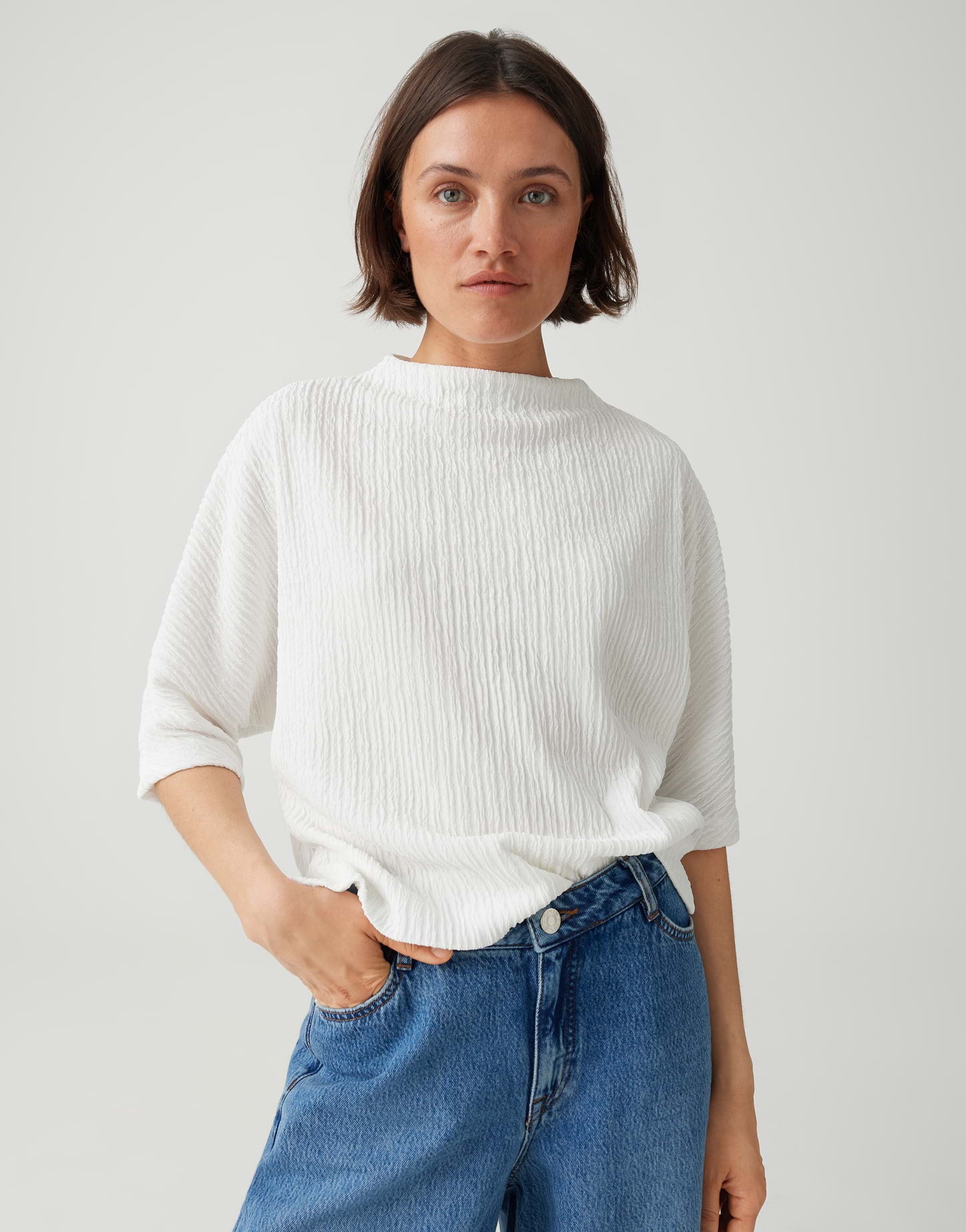 OPUS Jerseyshirt mit Crinkle Effekt Loose Fit Sirelo