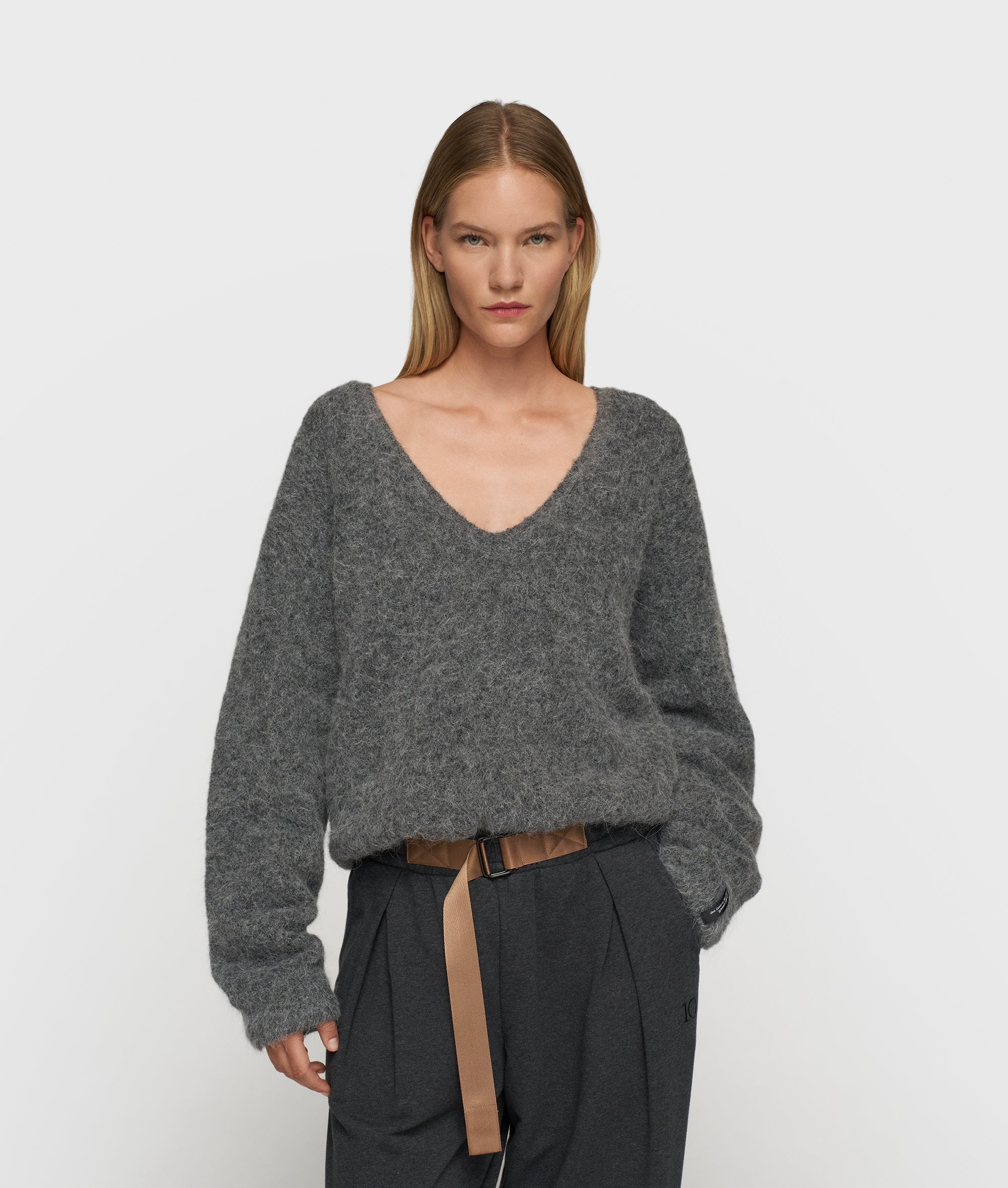10Days Pullover pleat hairy knit sweater