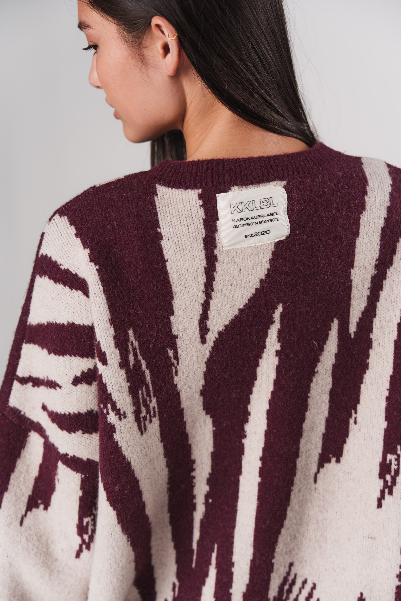 Karo Kauer Knit Sweater Graphic Plum