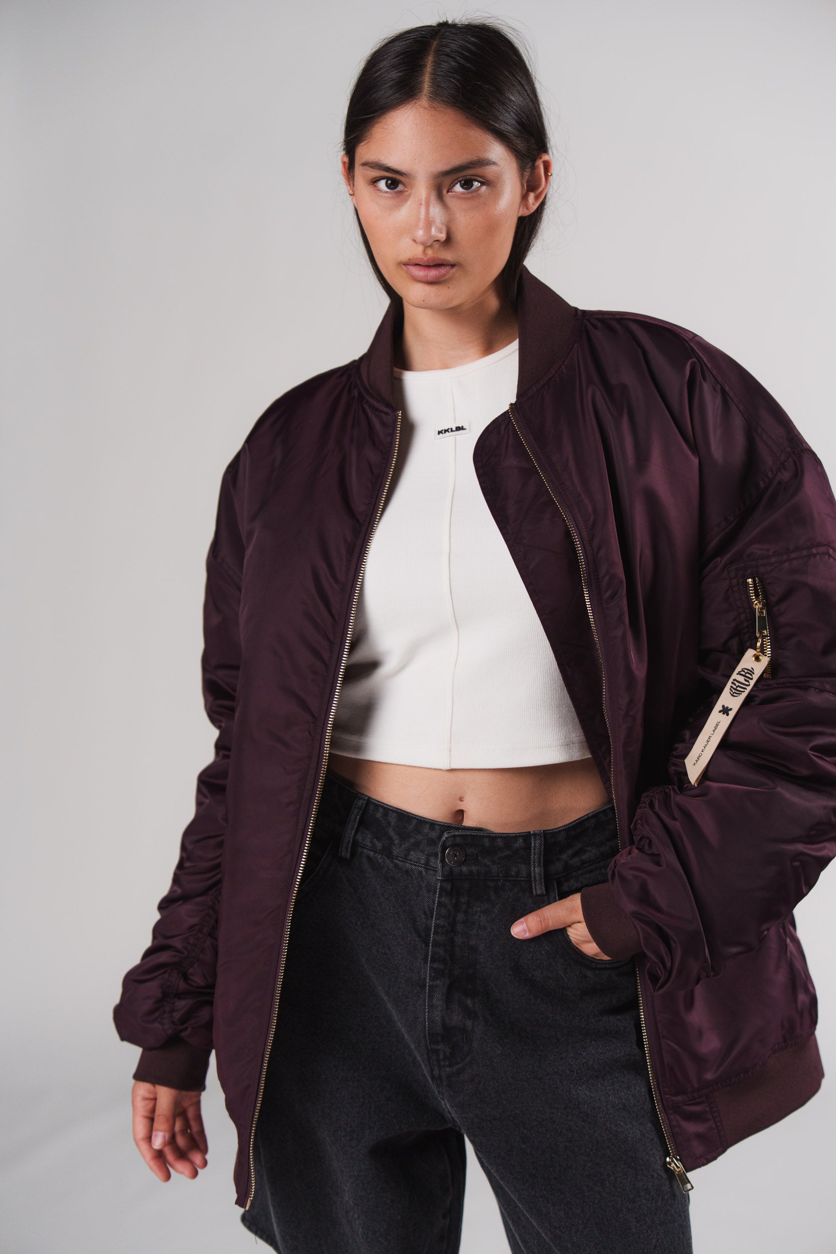 Karo Kauer Bomber Jacket Plum