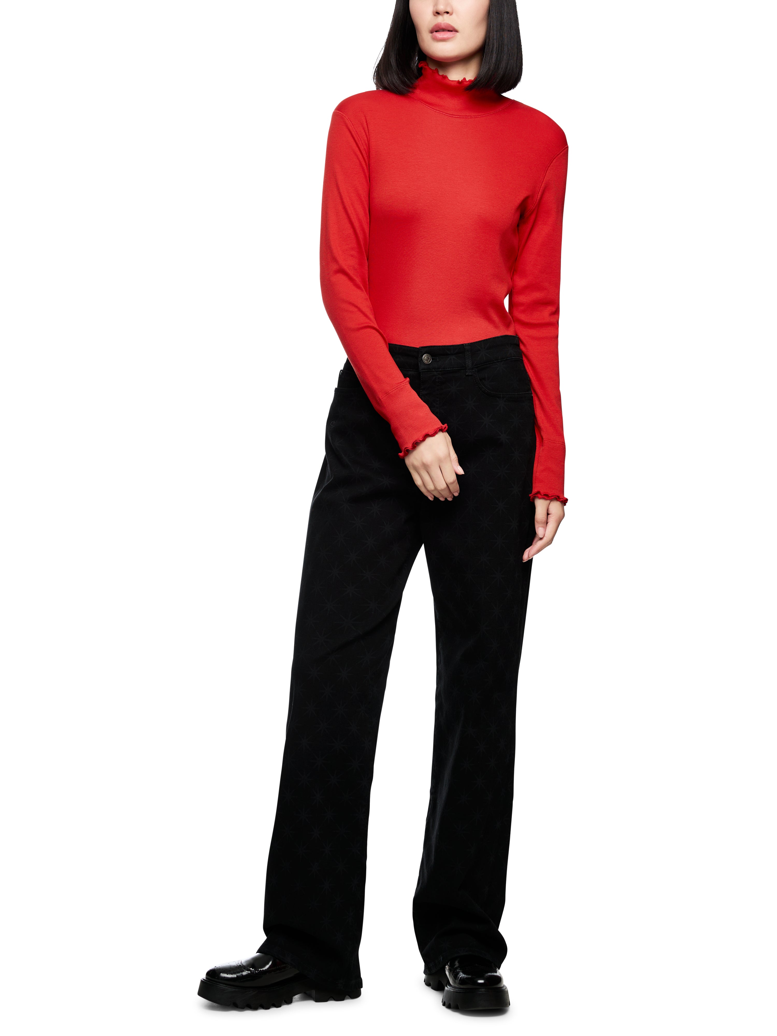 Marc Cain Unifarbenes Langarmshirt mit Rollkragen