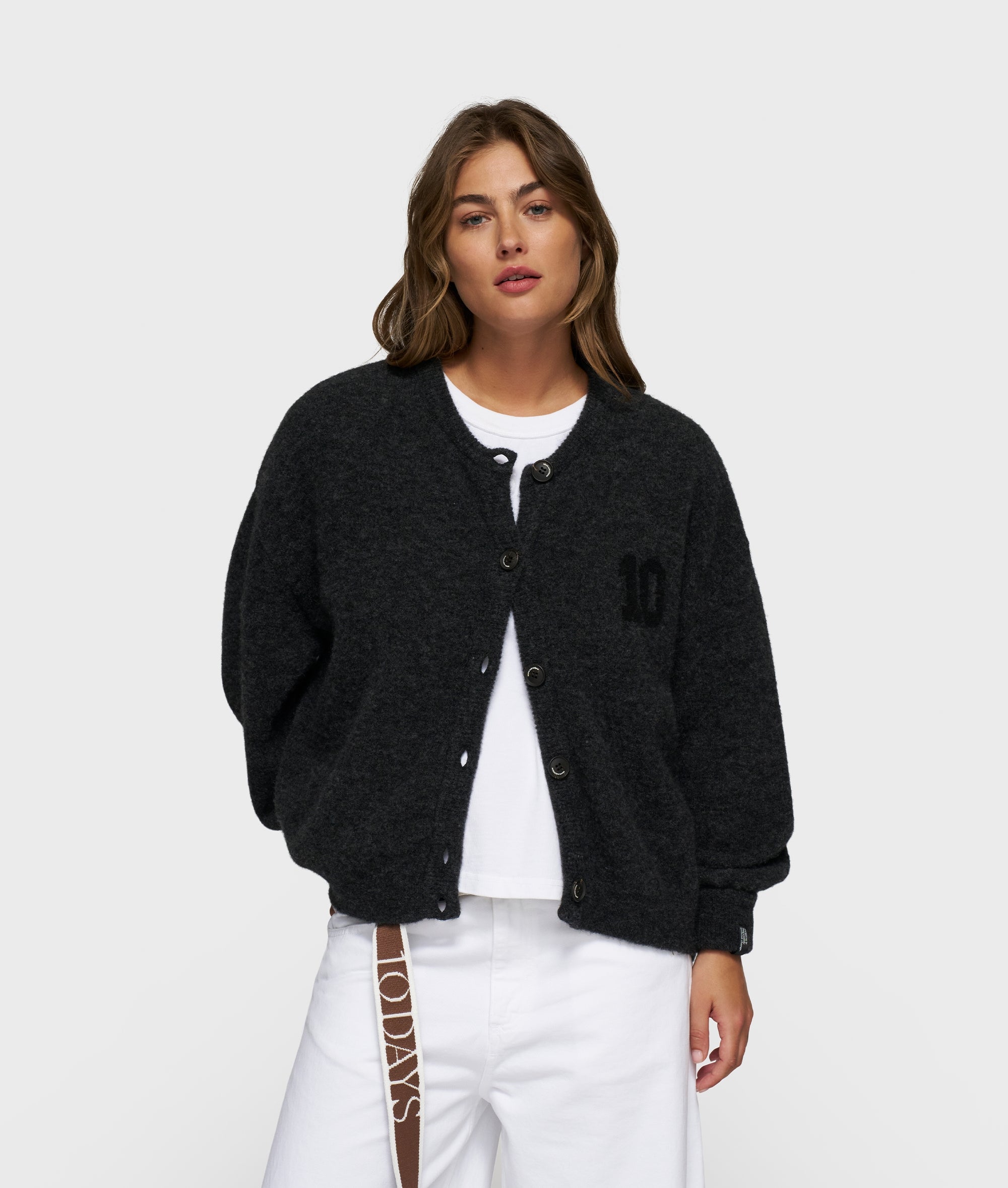 10Days Cardigan soft baseball knit cardigan