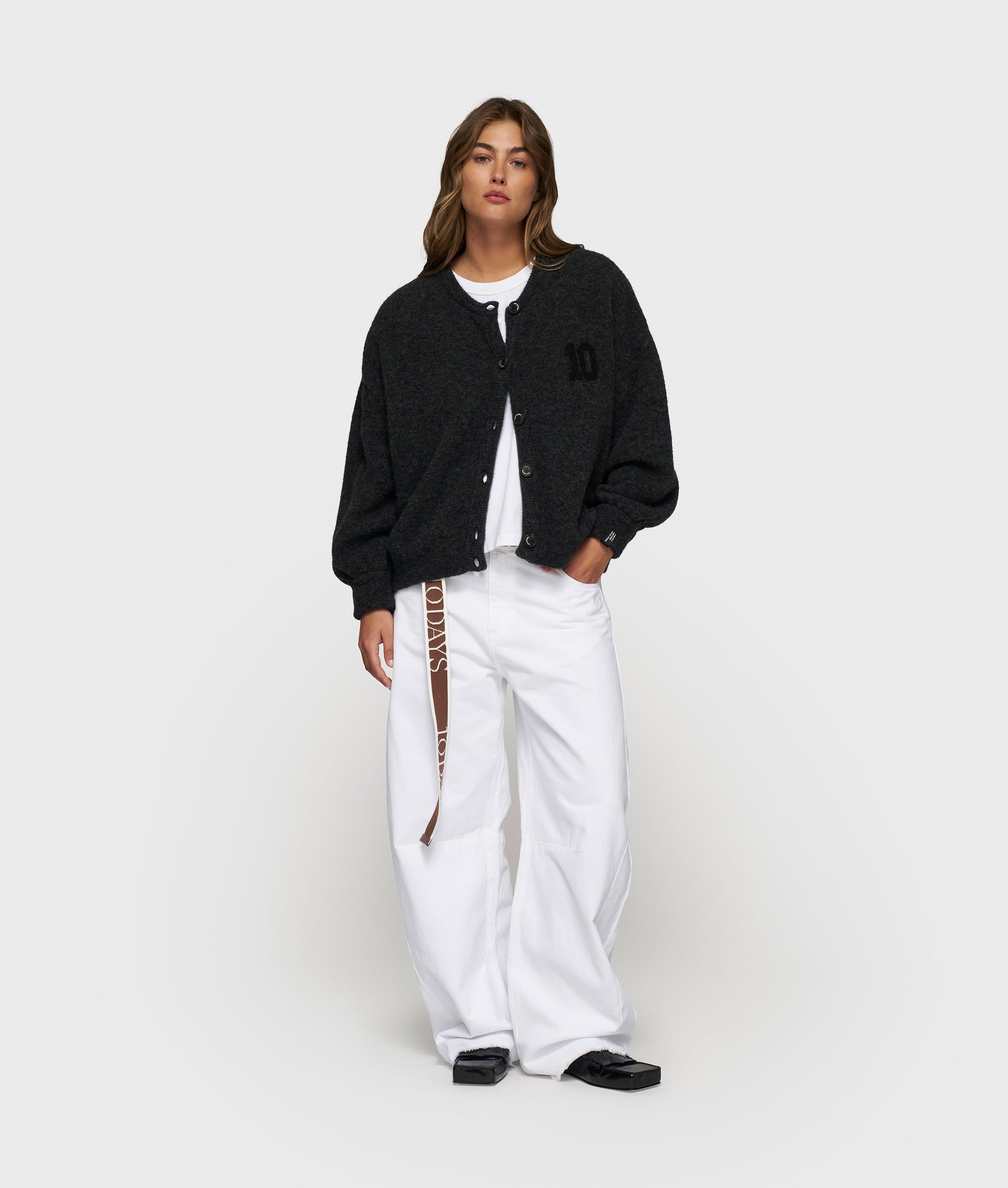 10Days Cardigan soft baseball knit cardigan