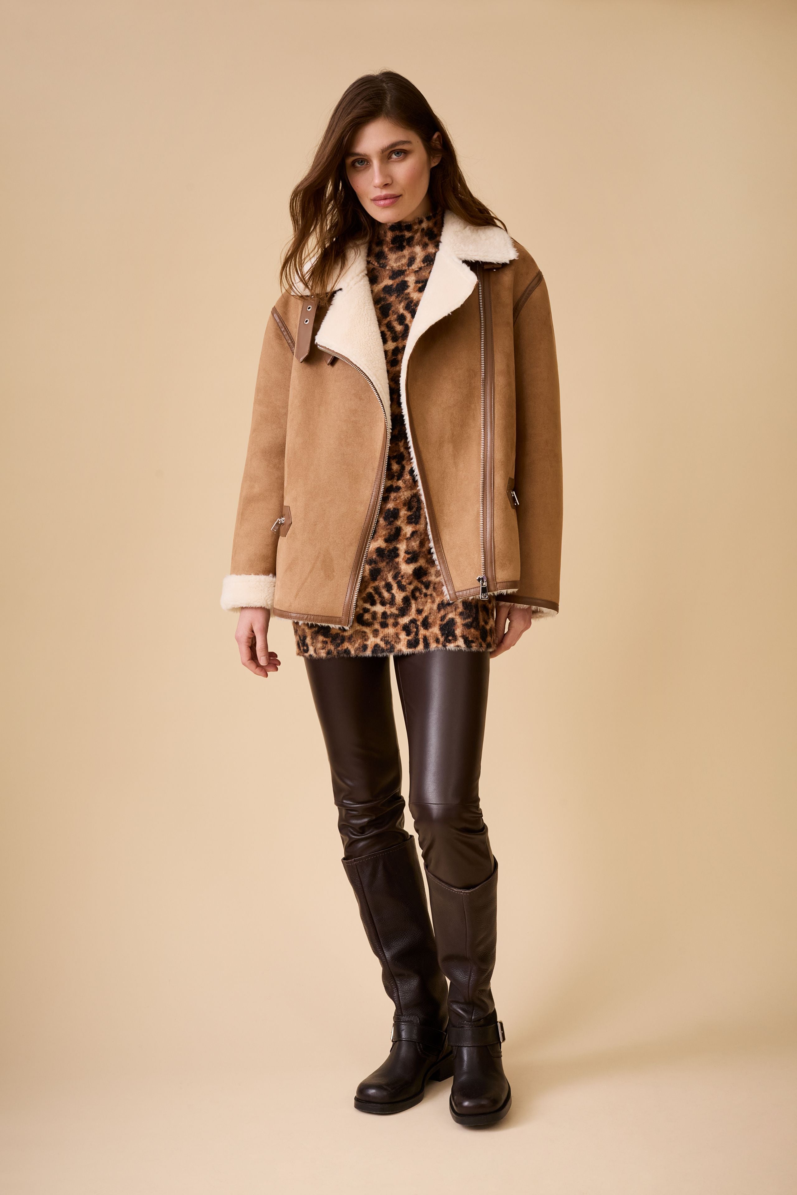 Oui Outdoorjacke in Lammfelloptik