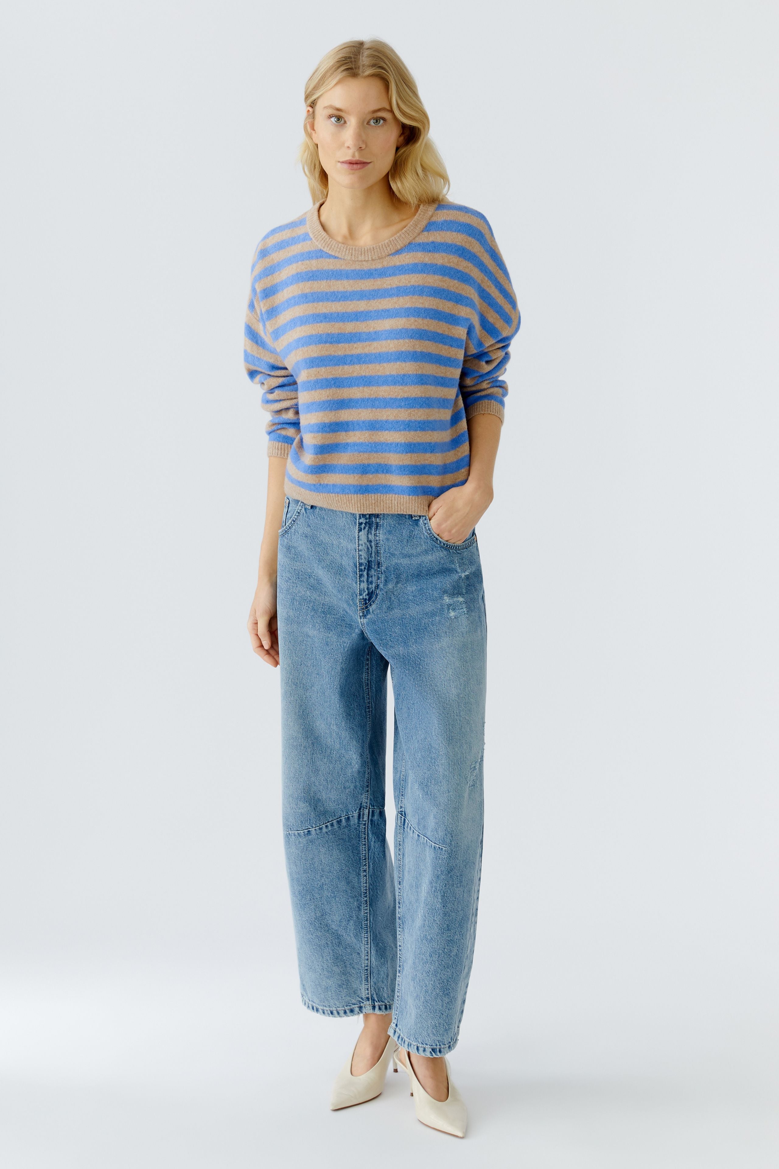 Oui oversized Streifenpullover