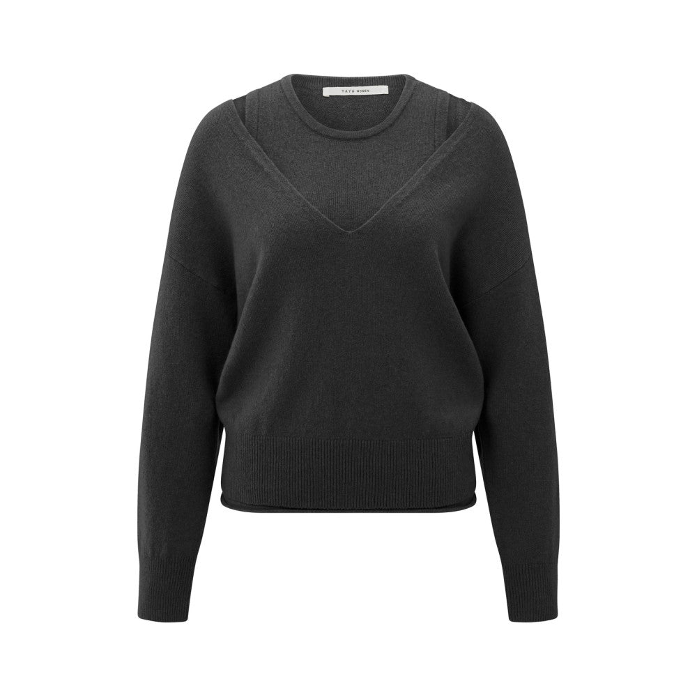 Yaya Strickpullover mit V-Ausschnitt und dazu passendem Oberteil
