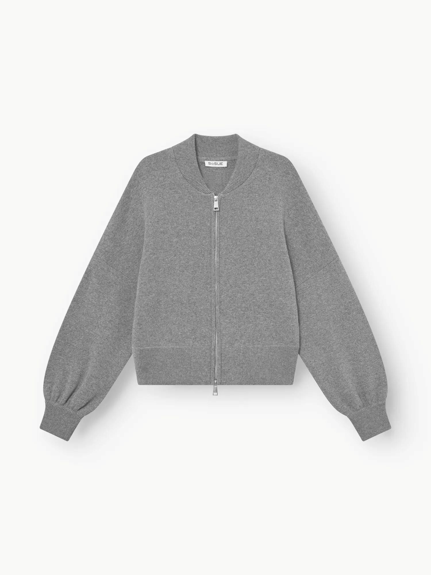 SoSue Graue Strickjacke mit Reißverschluss