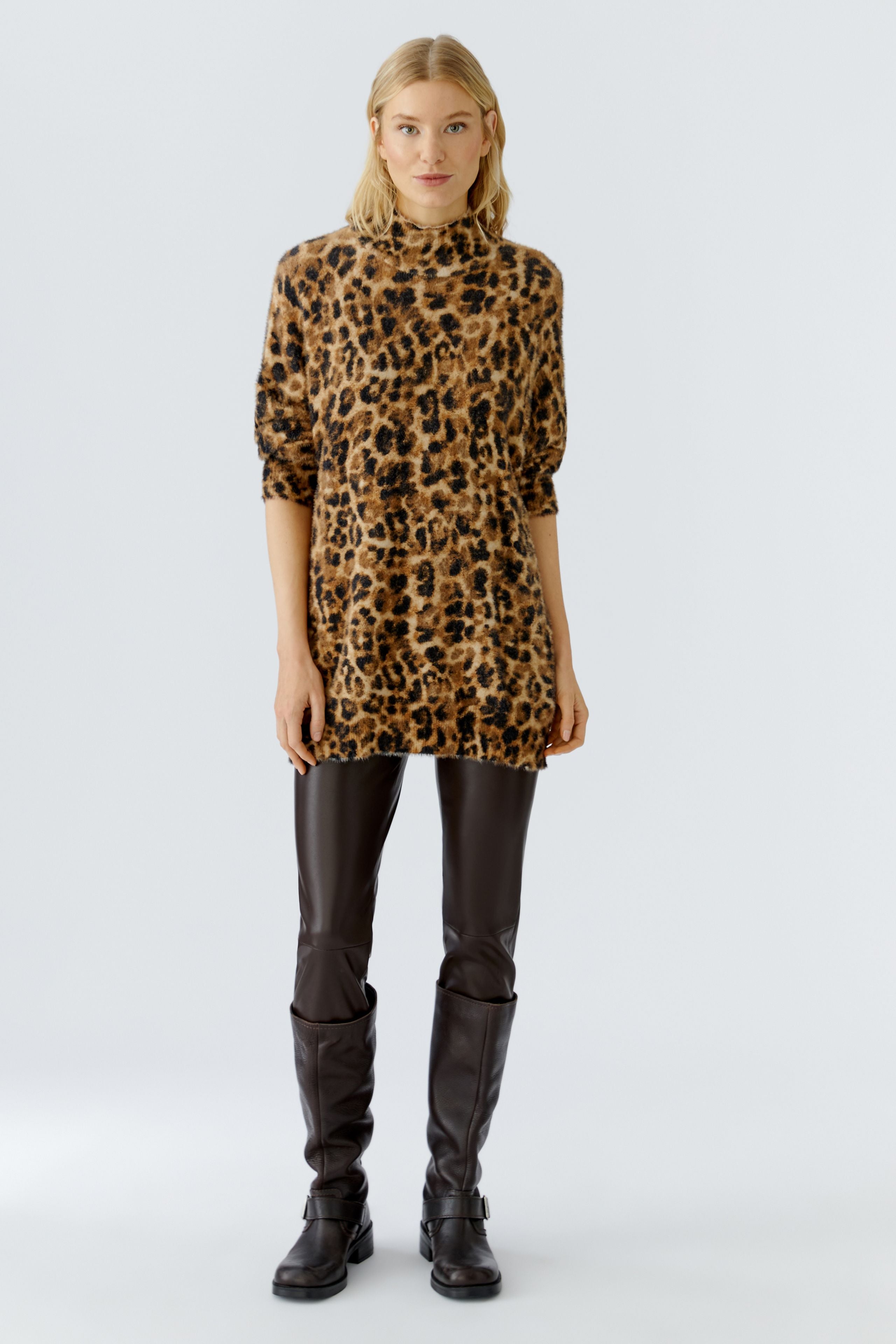 Oui Longpullover aus kuscheligem Fellchengarn