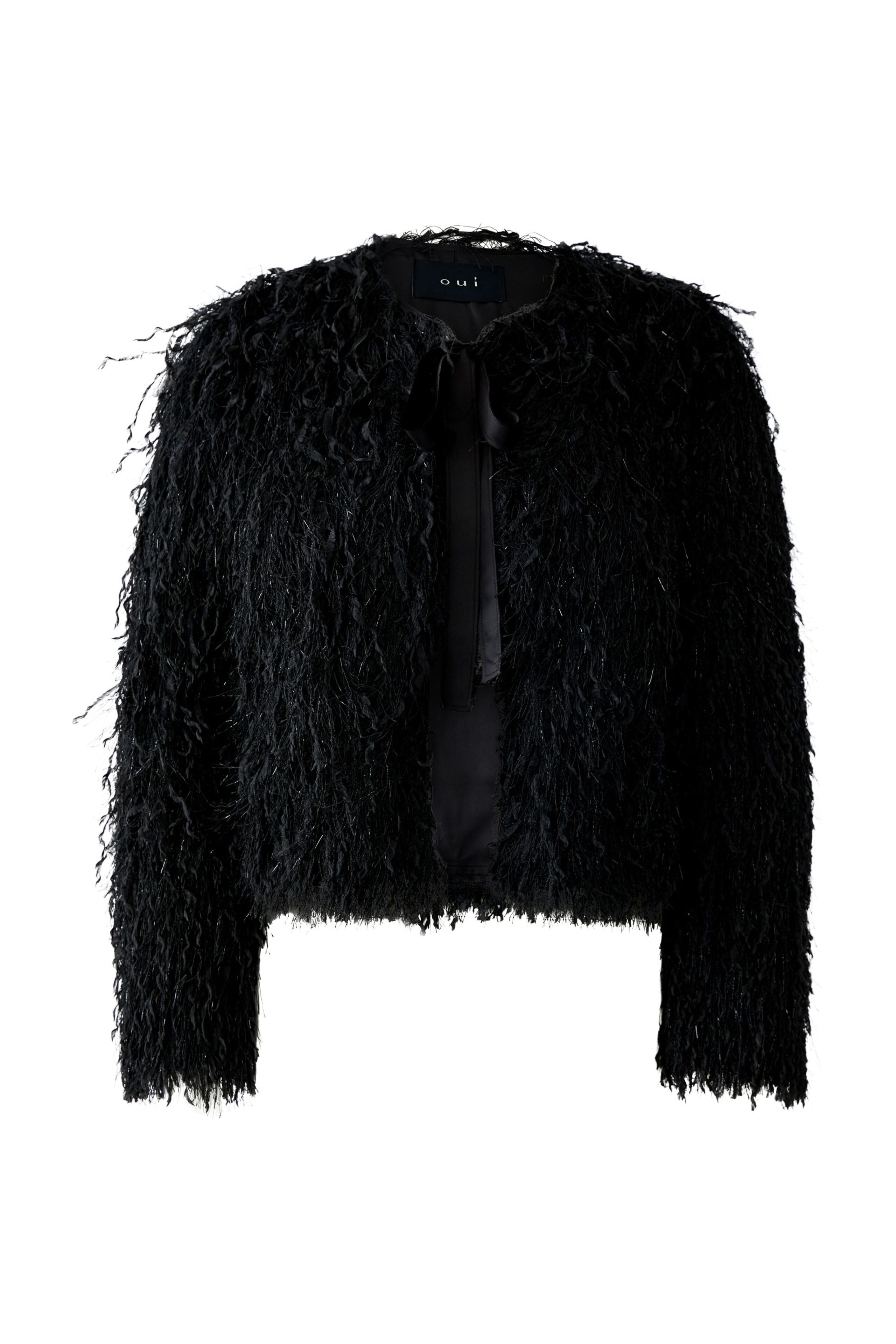 OUI Jacke mit Fransen und Glanzgar