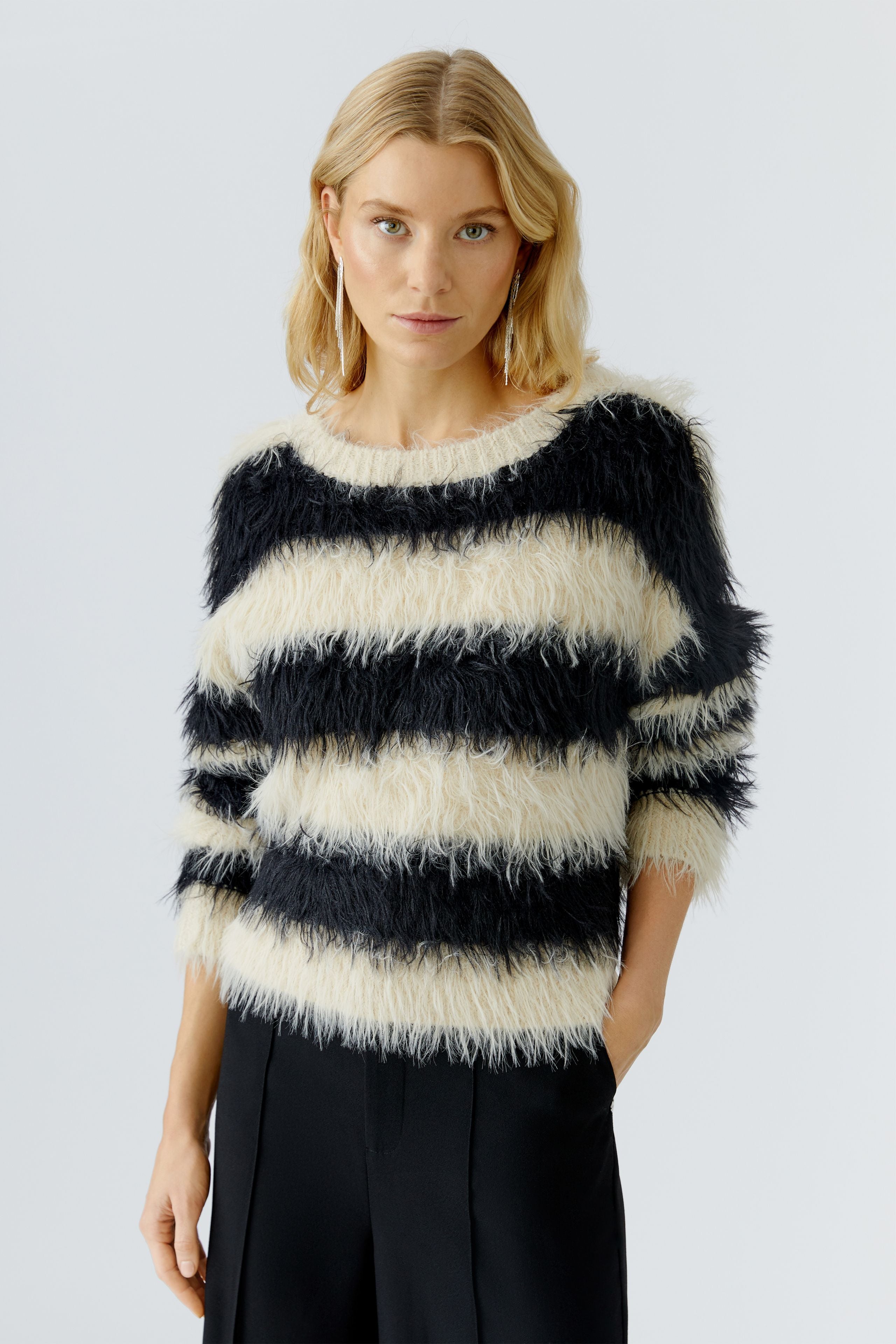 OUI Pullover mit langhaarigen Fellchengarn