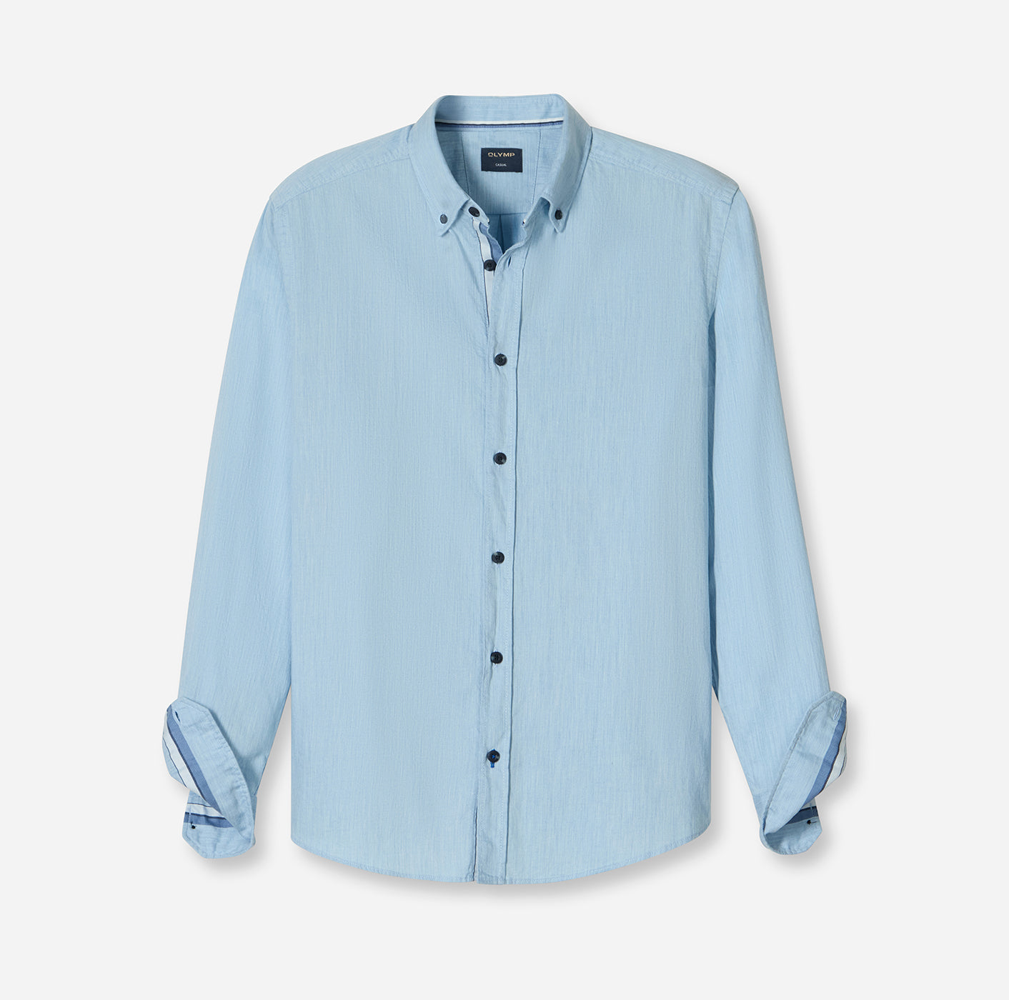 OLYMP Casual – Mélange-Hemd mit Button-down & Struktur