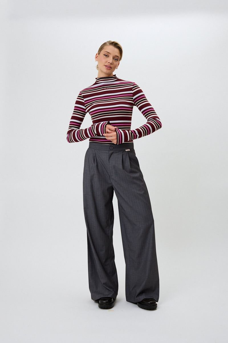 Oh April Milou Longsleeve Merlot Stripe