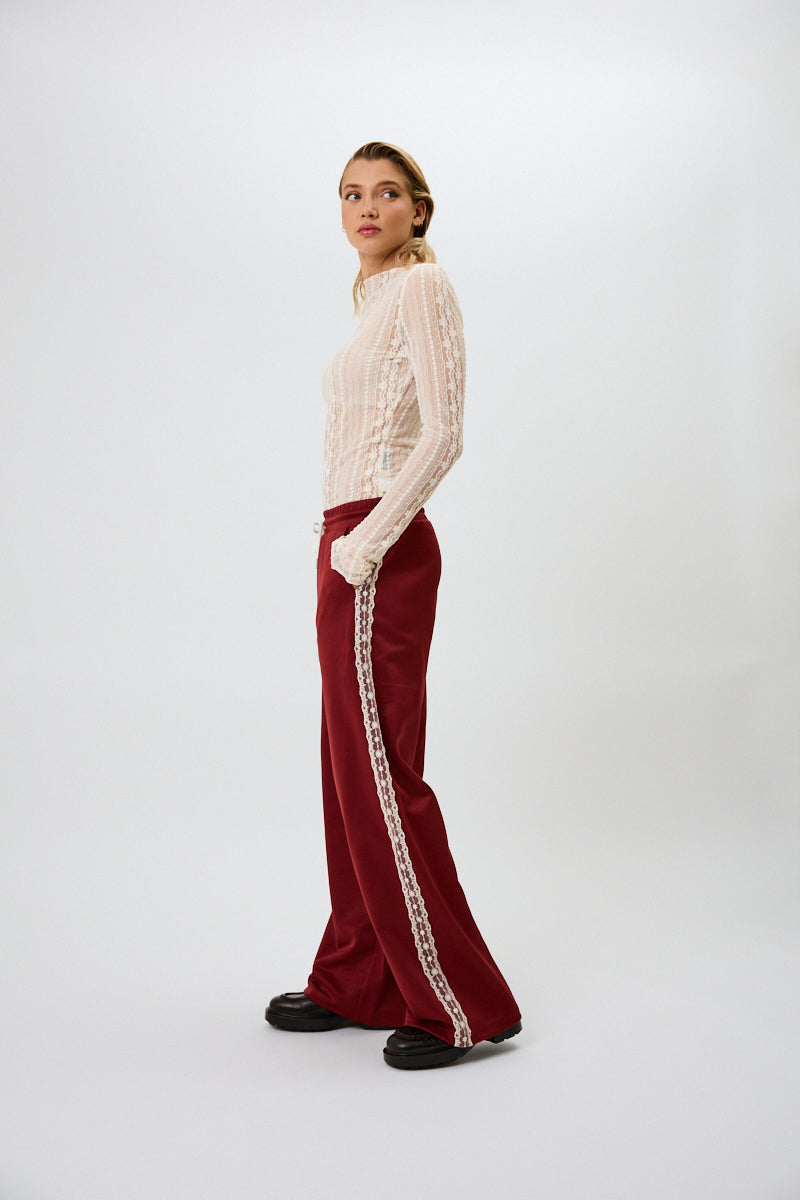 Oh April Kael Lace Trackpants Merlot