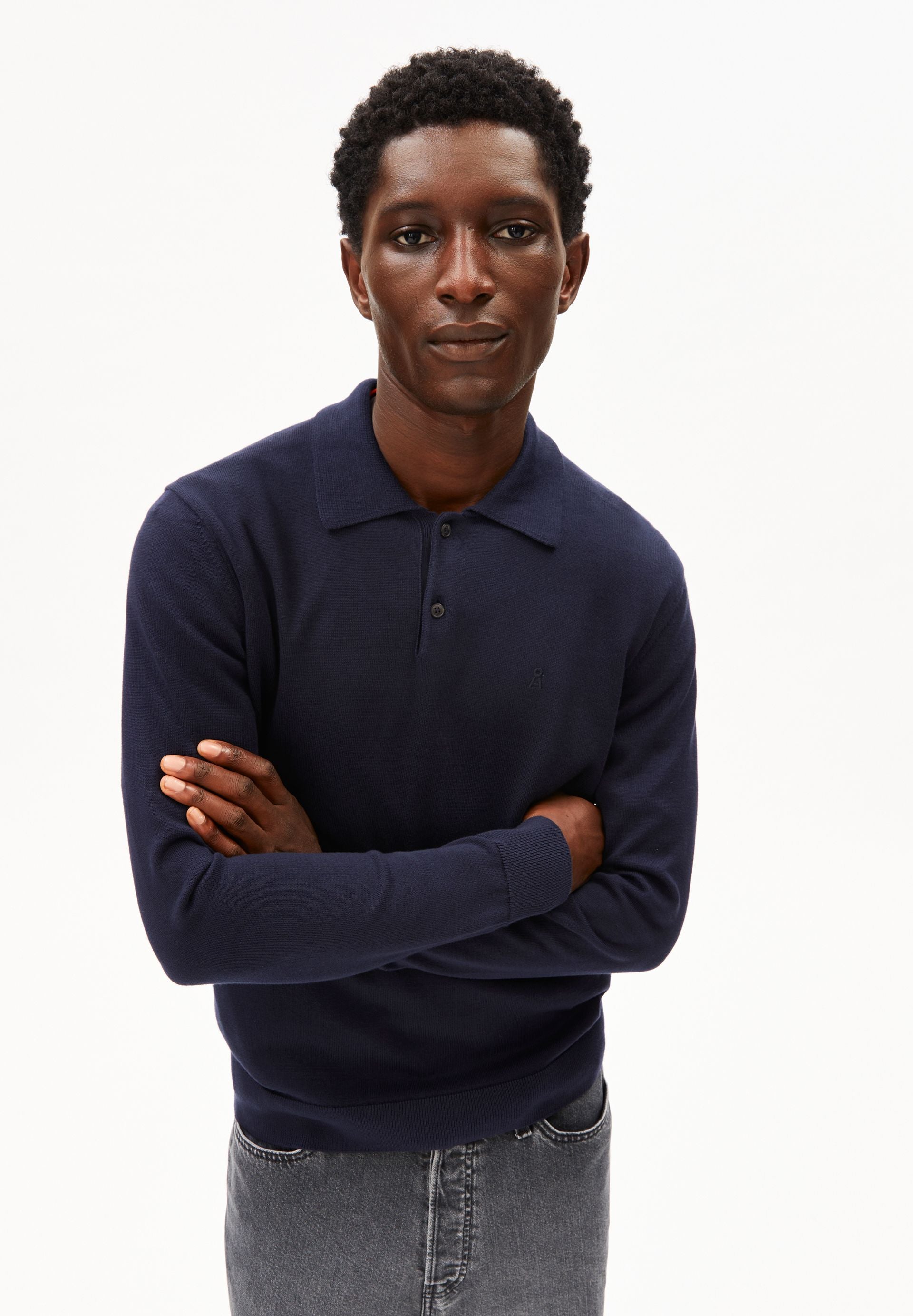 armedangels Langarm-Strickpoloshirt aus Bio-Baumwolle