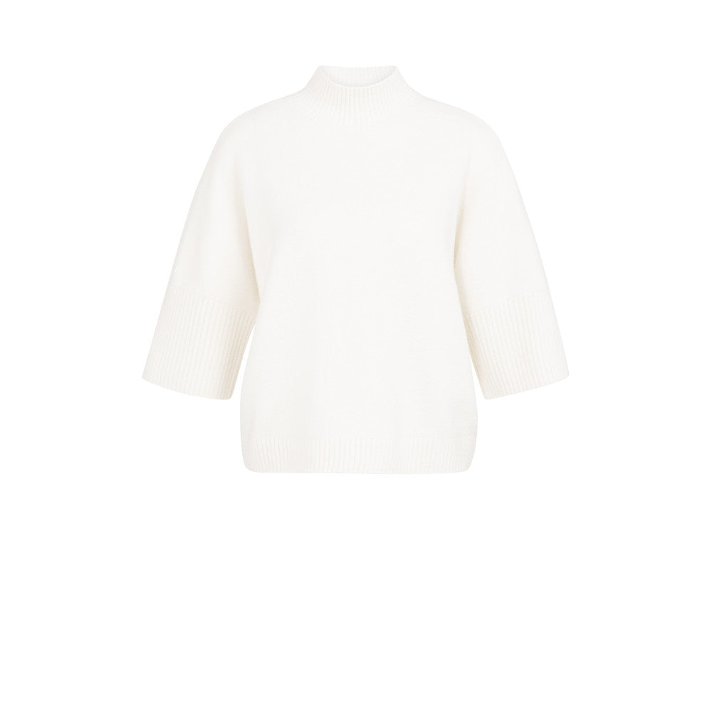 Yaya Pullover mit gerippten 3/4-Ärmeln und Stehkragen