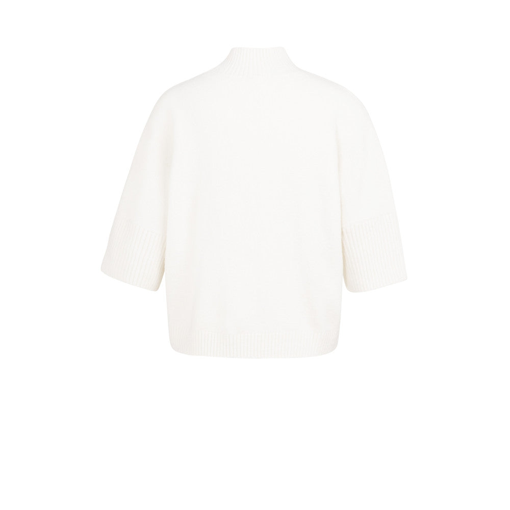 Yaya Pullover mit gerippten 3/4-Ärmeln und Stehkragen