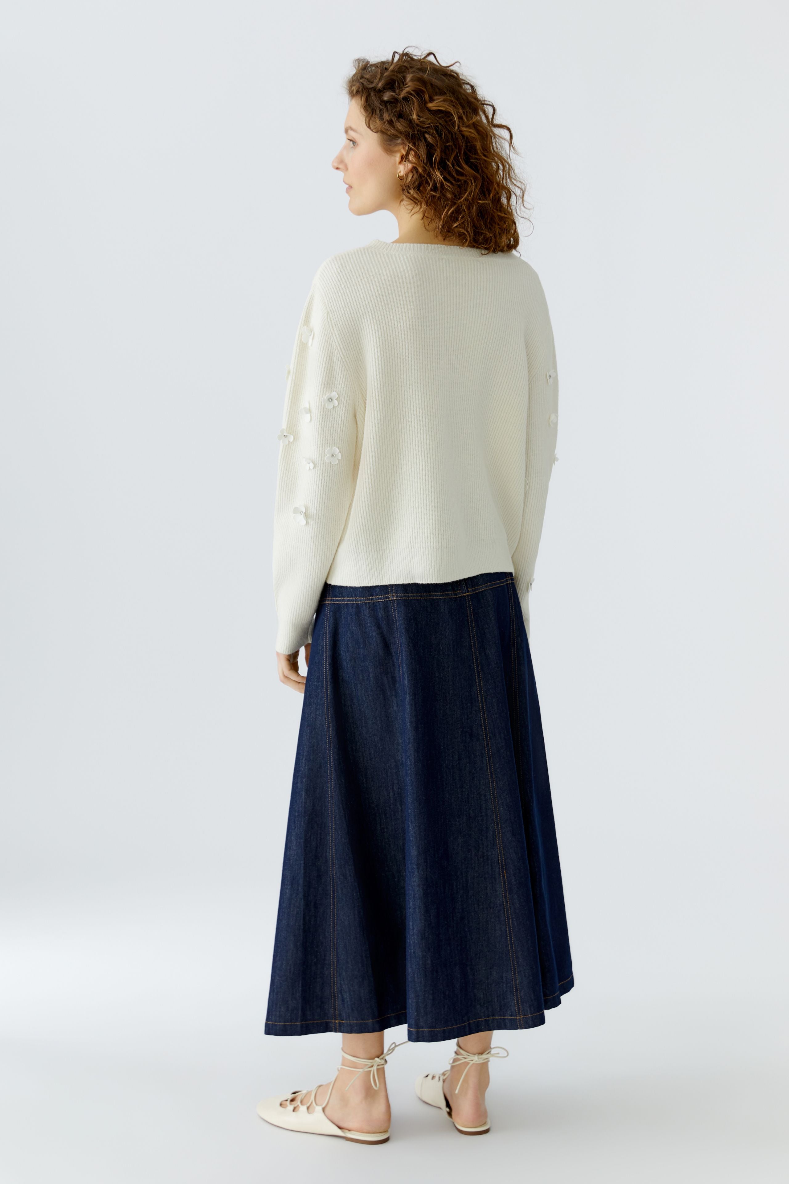 OUI Pullover mit applizierten Blüten