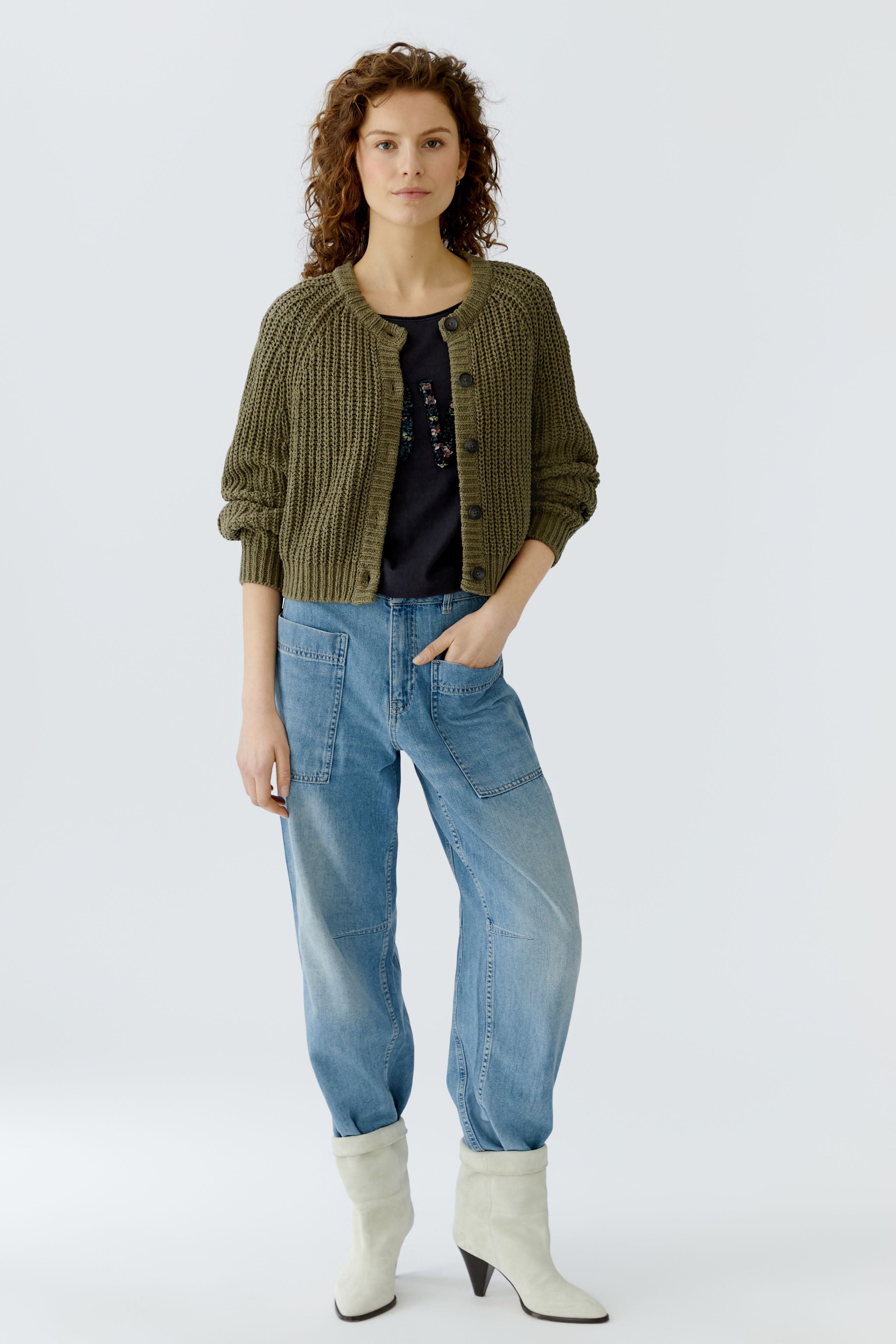 OUI Strickjacke aus sommerlichen Bändchengarn