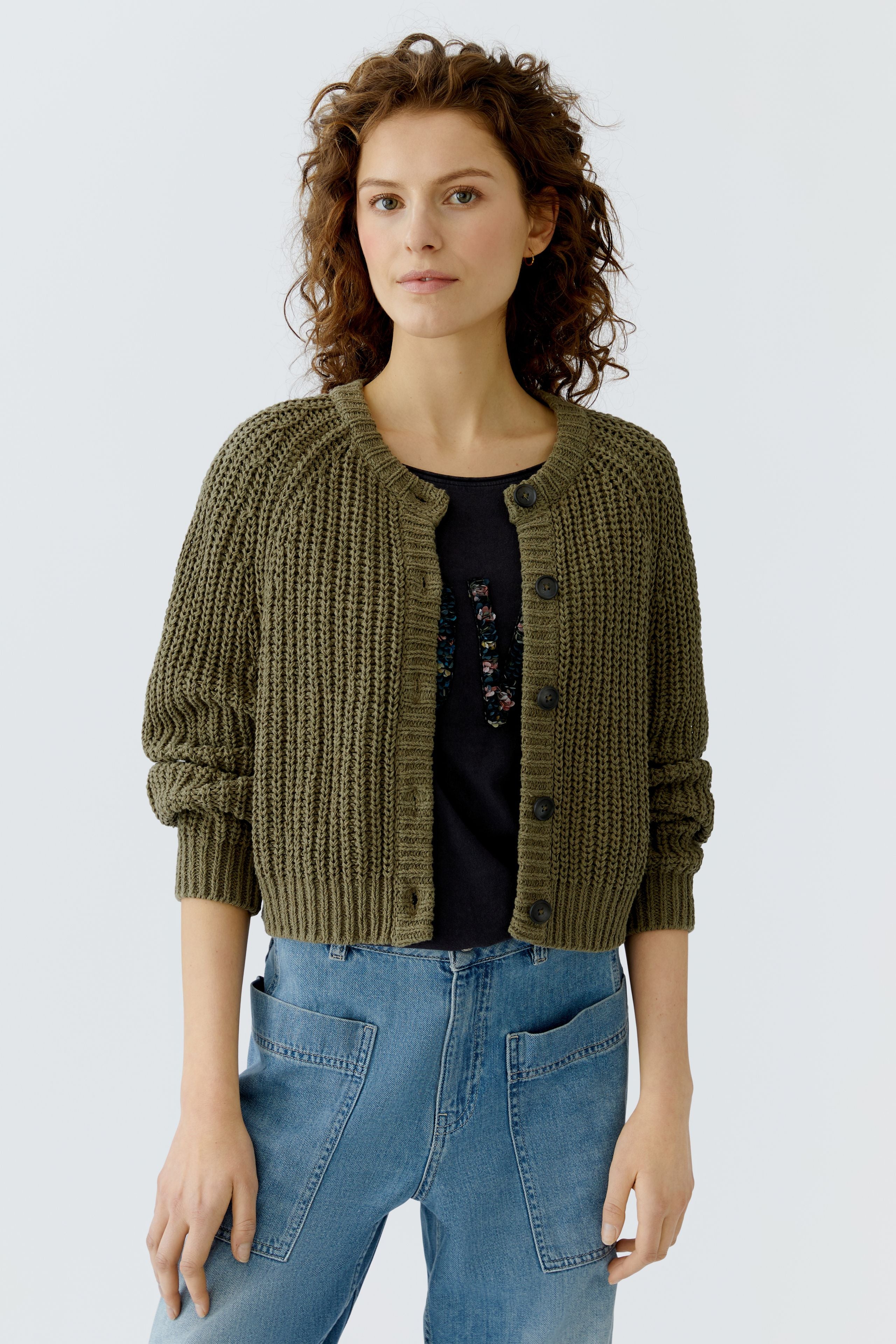 OUI Strickjacke aus sommerlichen Bändchengarn
