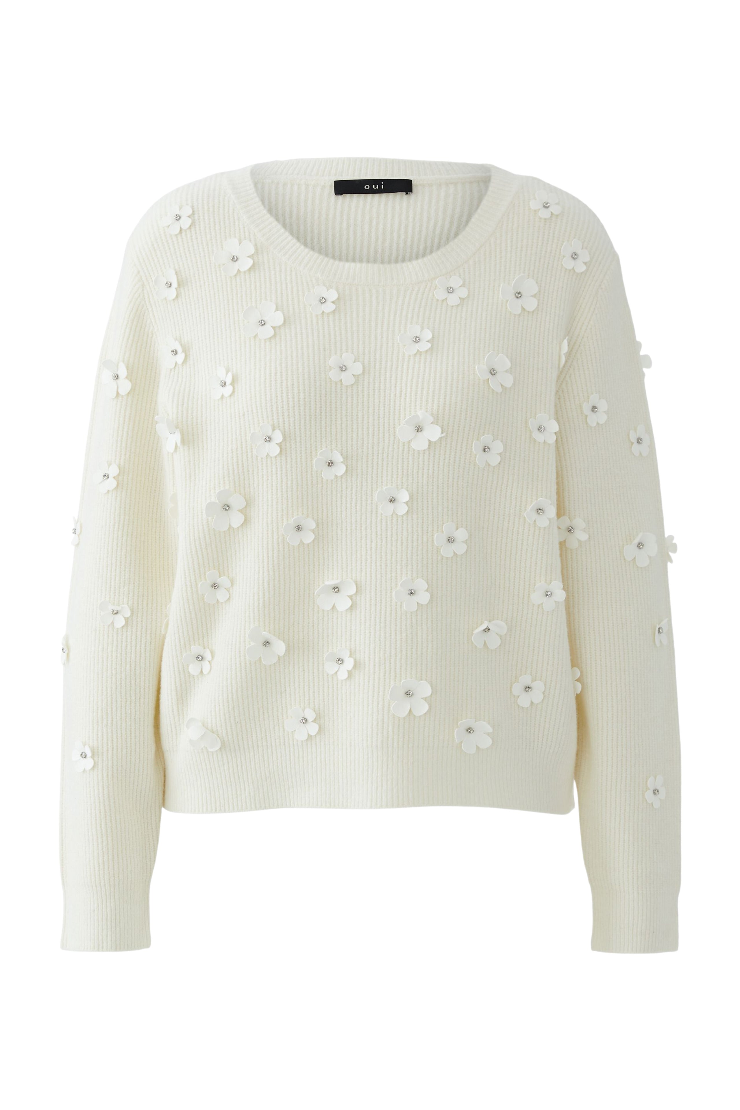 OUI Pullover mit applizierten Blüten
