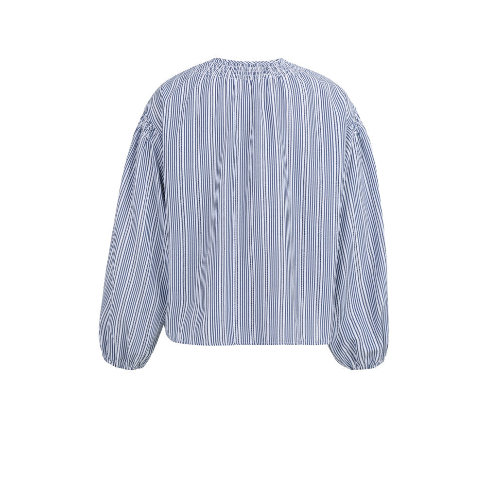 Yaya Gestreifte Bluse mit Raffung