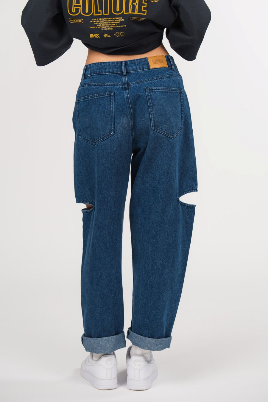 Karo Kauer Denim Pants Dark Blue Cut Out Petite