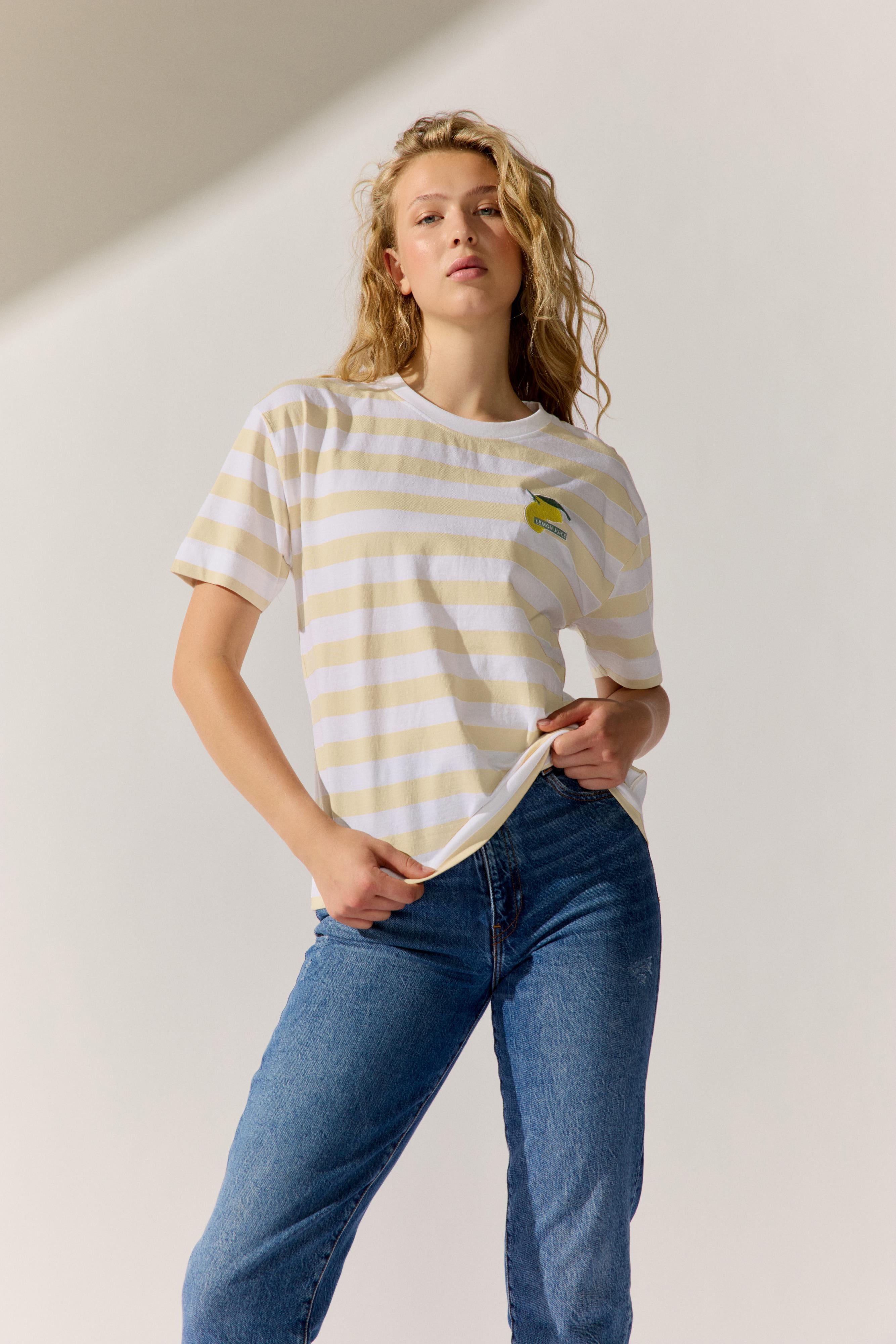 The Fashion People Striped T-Shirt `Lemon`