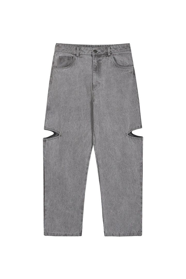 Karo Kauer Denim Pants Grey Cut Out Petite
