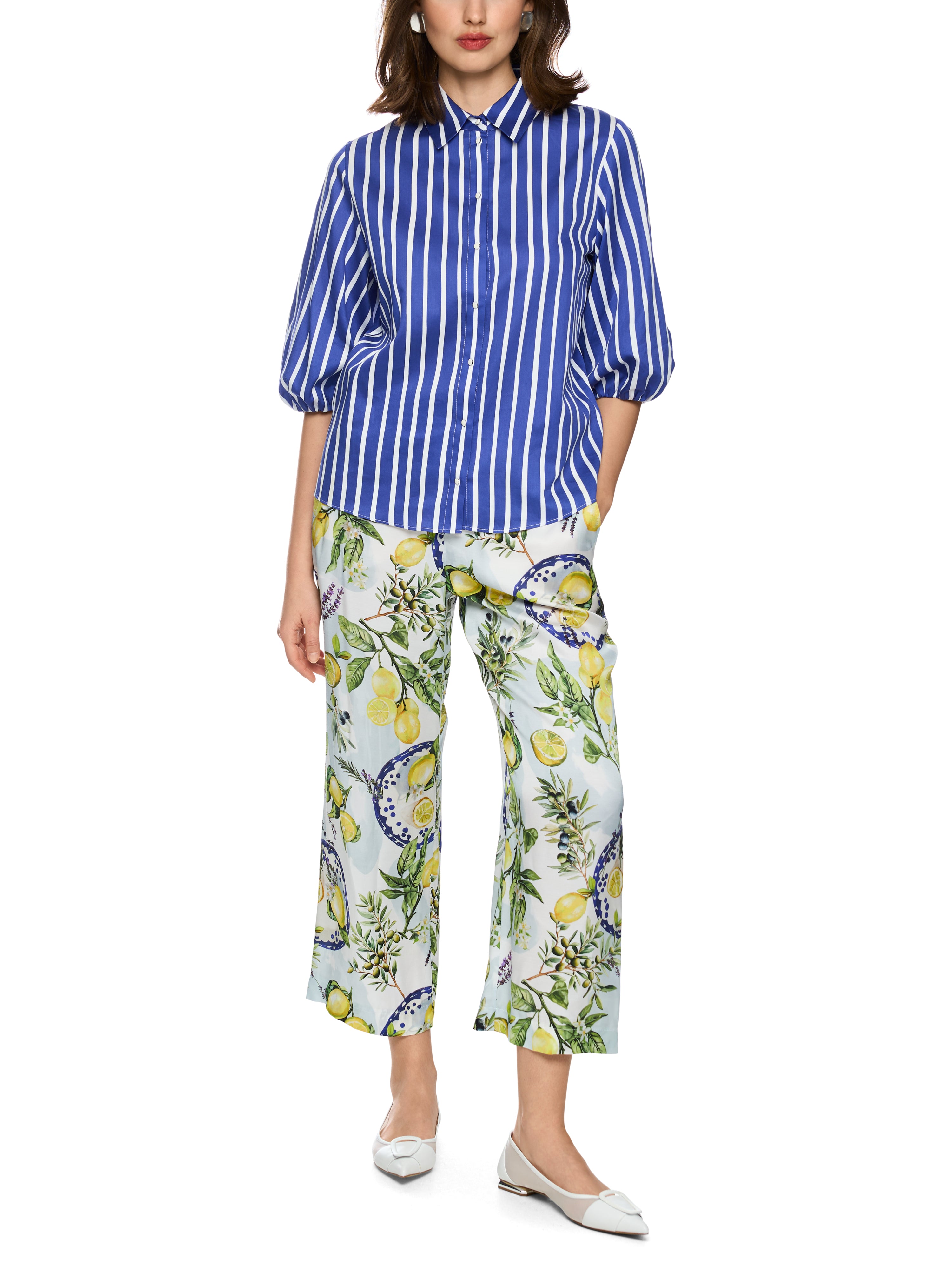 Marc Cain Gestreifte Baumwoll-Hemdbluse