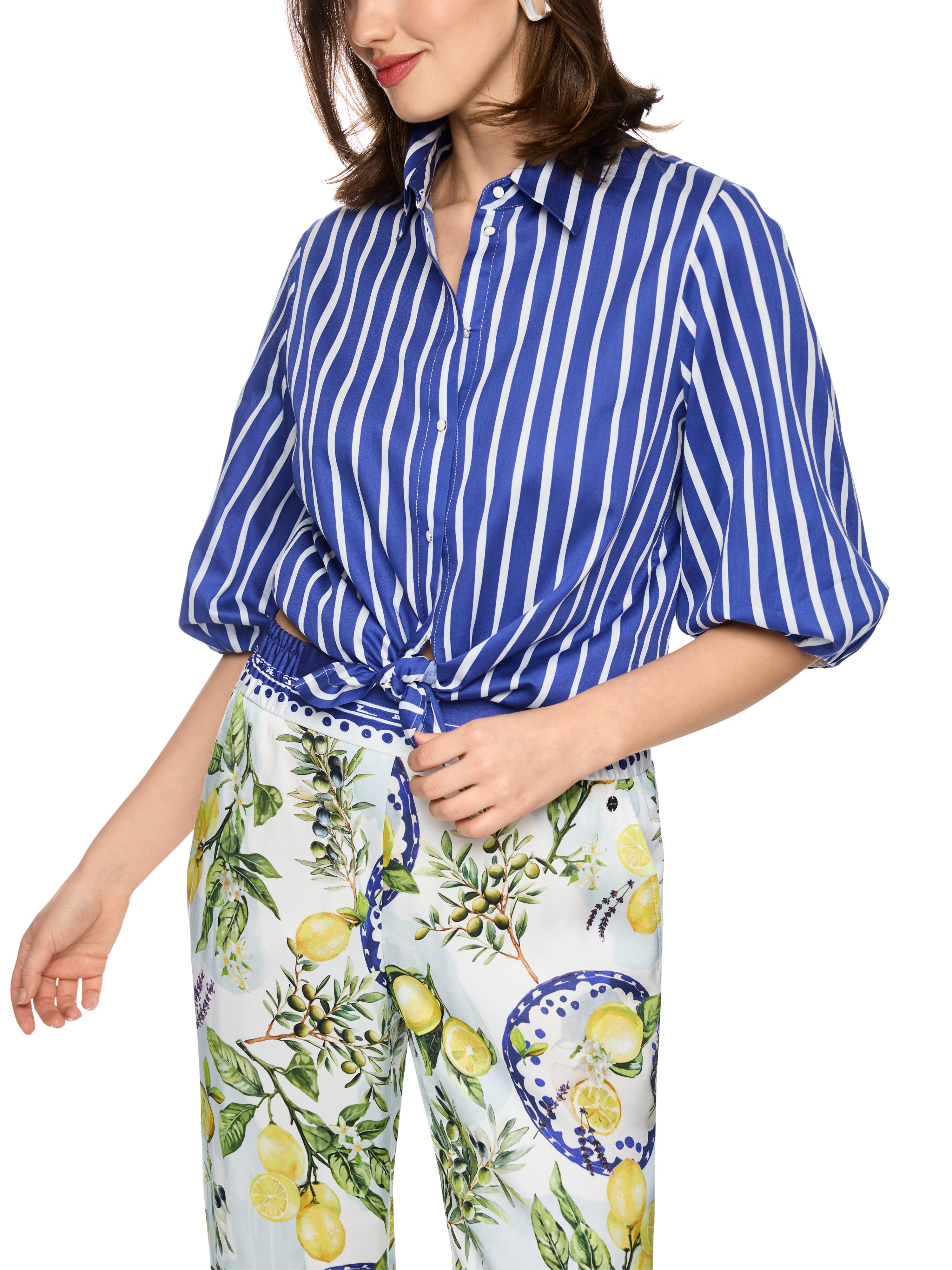 Marc Cain Gestreifte Baumwoll-Hemdbluse