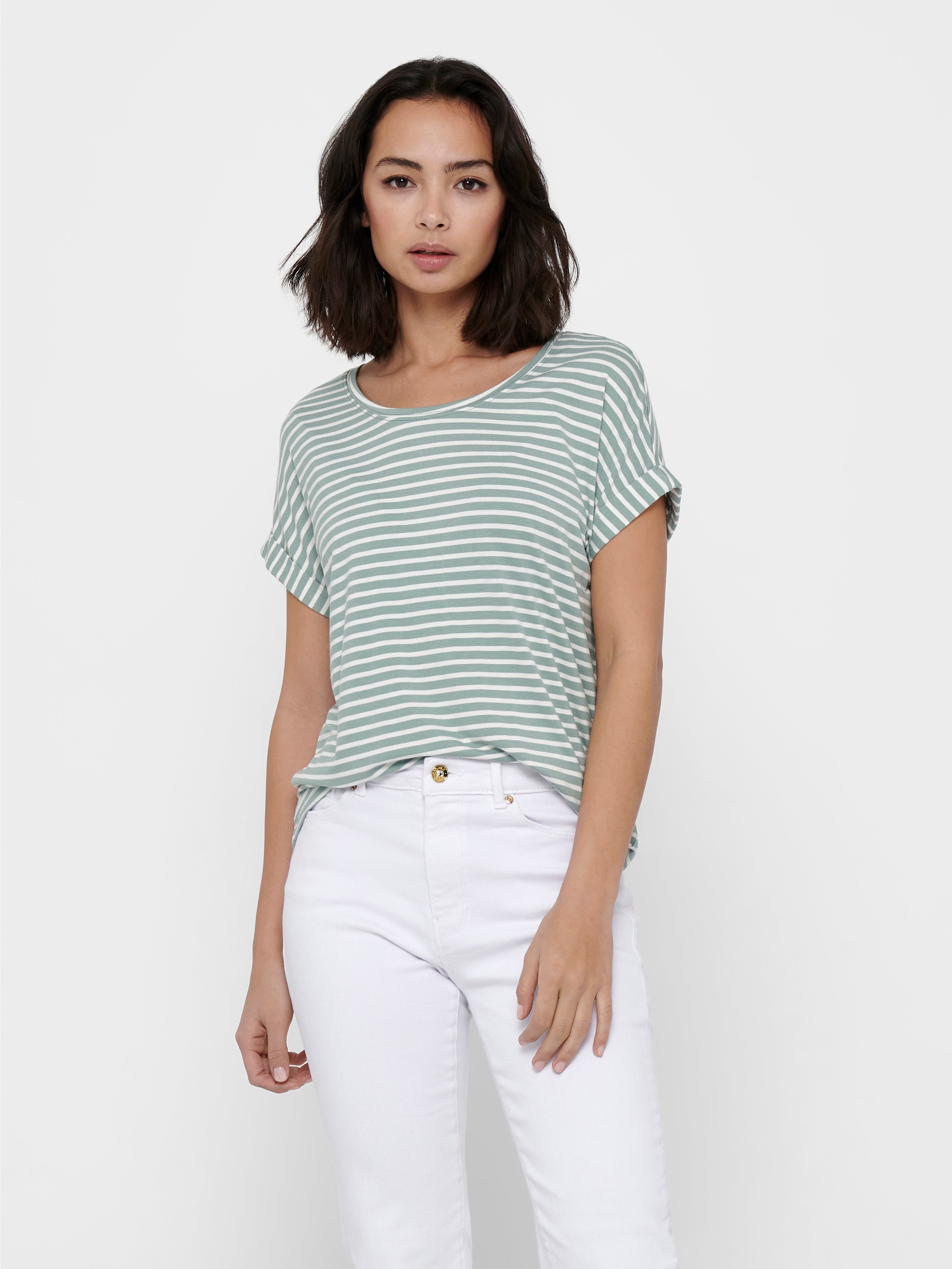 Only T-Shirt Rundhals gestreift